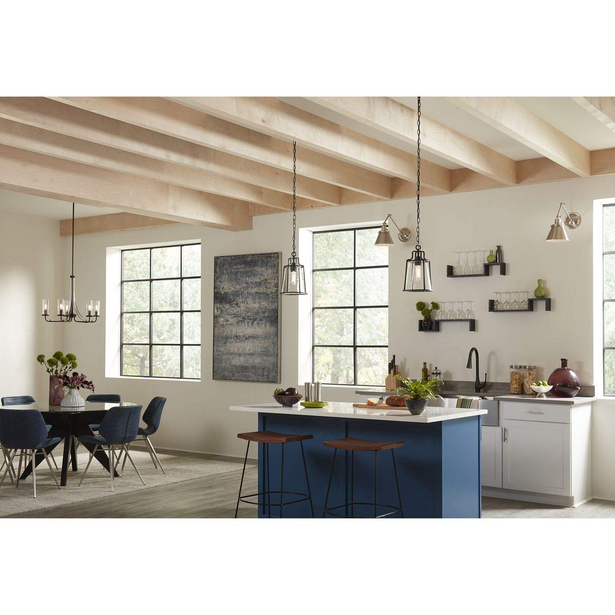 Progress Lighting Riley Collection 5-Light Clear Glass Traditional Chandelier in Matte Black - Perfect for Dining Room, Foyer & Bedroom Lighting