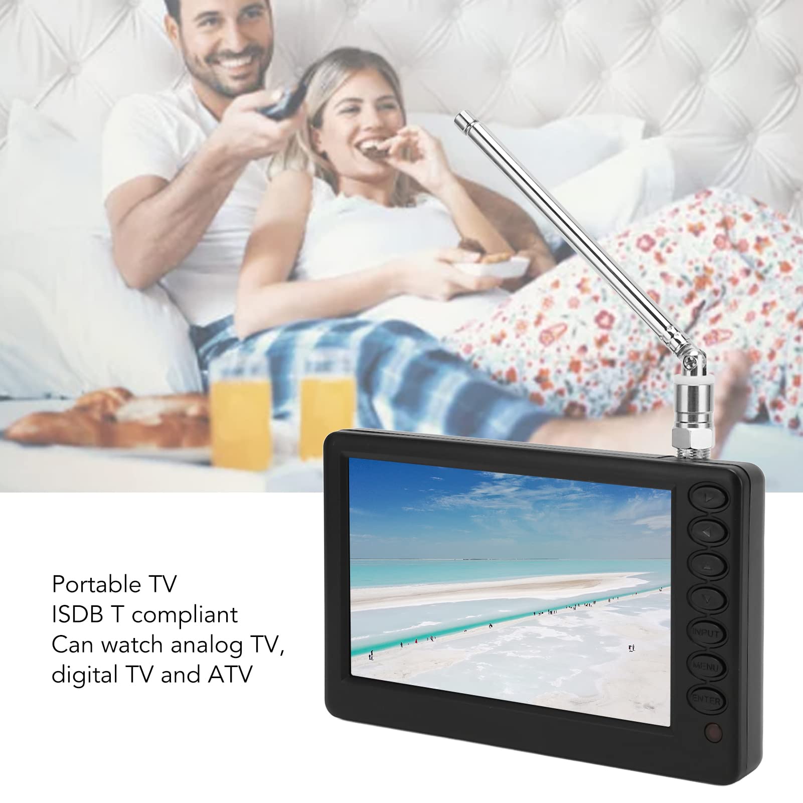GOWENIC 5 Inch Portable TV with Stand - 1080P HD Rechargeable Mini Digital Television, ISDB-T Compatible for Camping, Fishing, Road Trips & Outdoor Adventures | Perfect for RV, Car, Beach and Holiday Travel