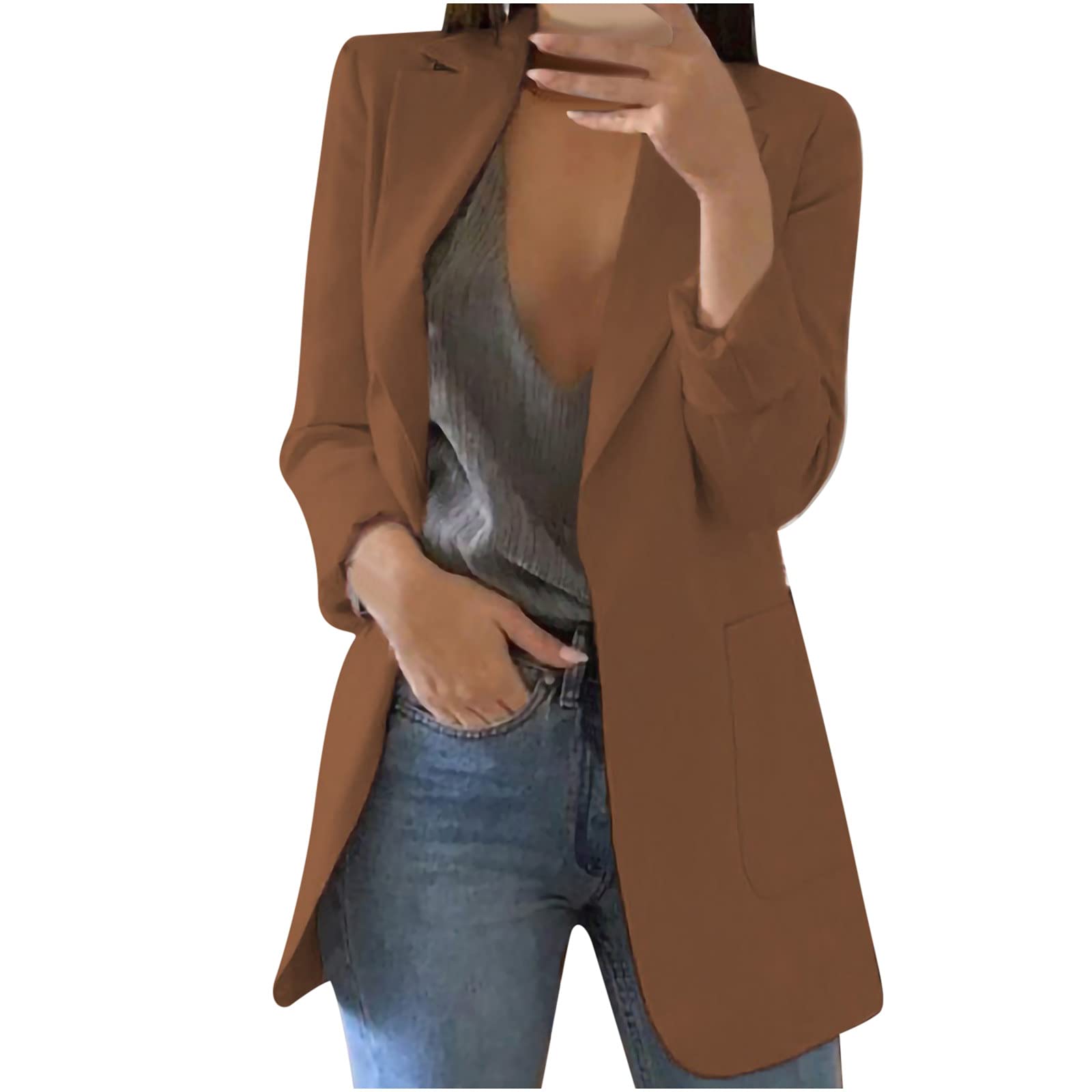 Maqroz Women's Fashion Blazer - Solid Color Windproof Trench Coat for Office & Spring/Autumn Wear | Professional Work Jacket & Stylish Outerwear for Business Women