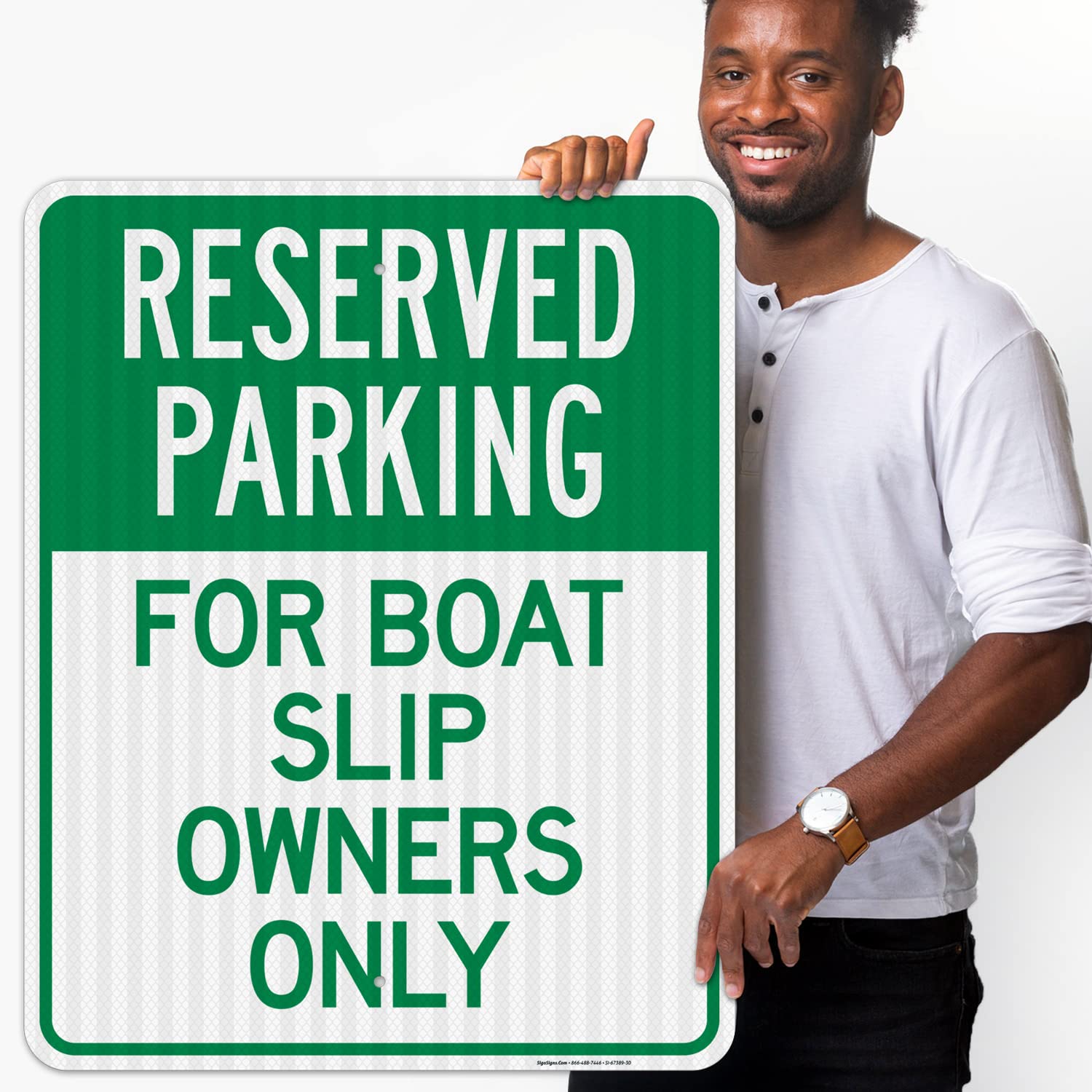Reserved Parking for Boat Slip Owners Only Sign - 24x30 Inches - 3M EGP Reflective .080 Aluminum - Fade Resistant - Made in USA - Perfect for Marina Parking Spaces, Private Dock Areas & Waterfront Property Security