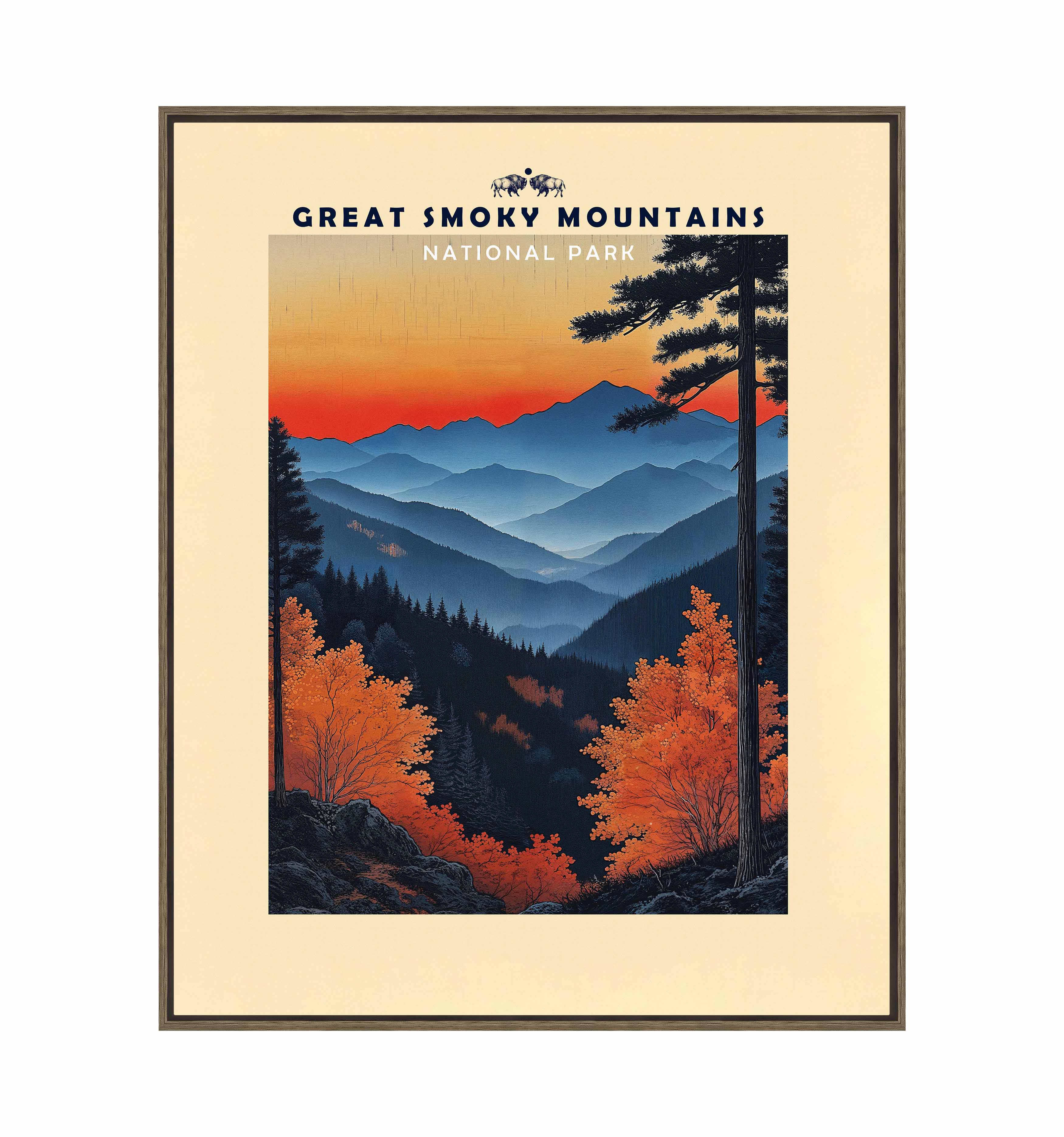 Great Smoky Mountains Landscape Gallery Wrapped Canvas Wall Art - Perfect for Living Room, Bedroom & Office Decor