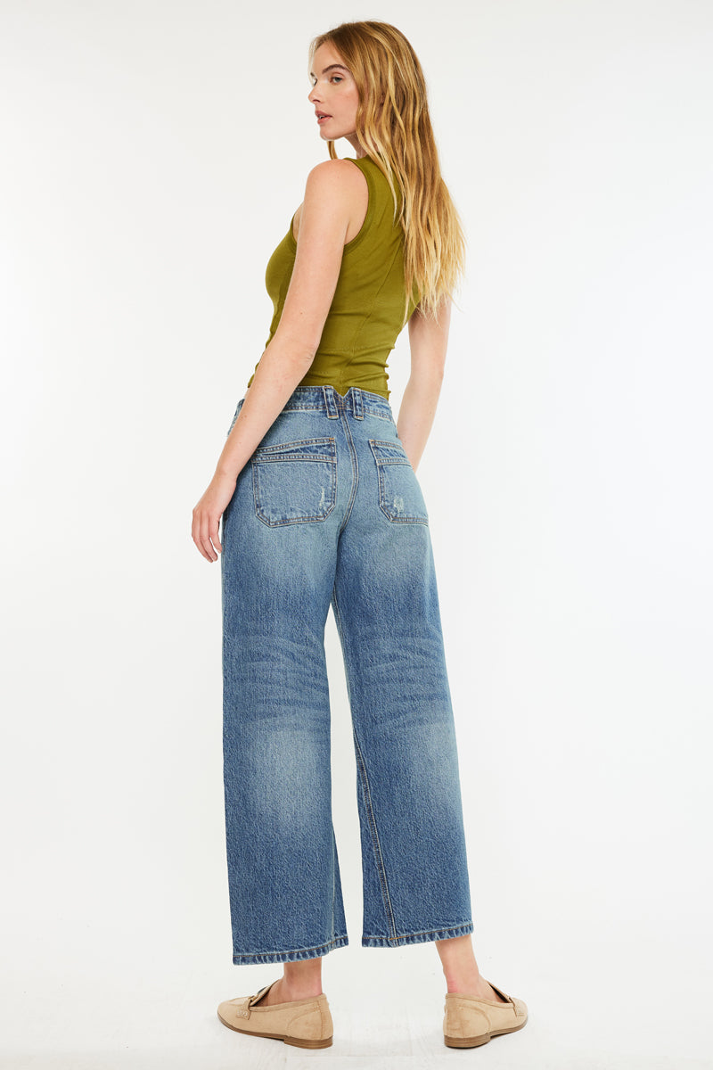 Bells Mid Rise Loose Barrel Jeans for Women - Comfortable Stretch Denim Pants with Relaxed Fit - Perfect for Casual Wear, Work & Weekend Outings