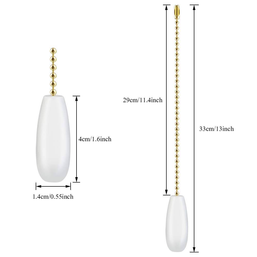 Topbuti 4 Pack Wooden Ceiling Fan Chain Pulls - White Fan Light Pull Chain Extensions for Ceiling Lights & Lamps | Easy Installation & Stylish Home Decor Upgrade