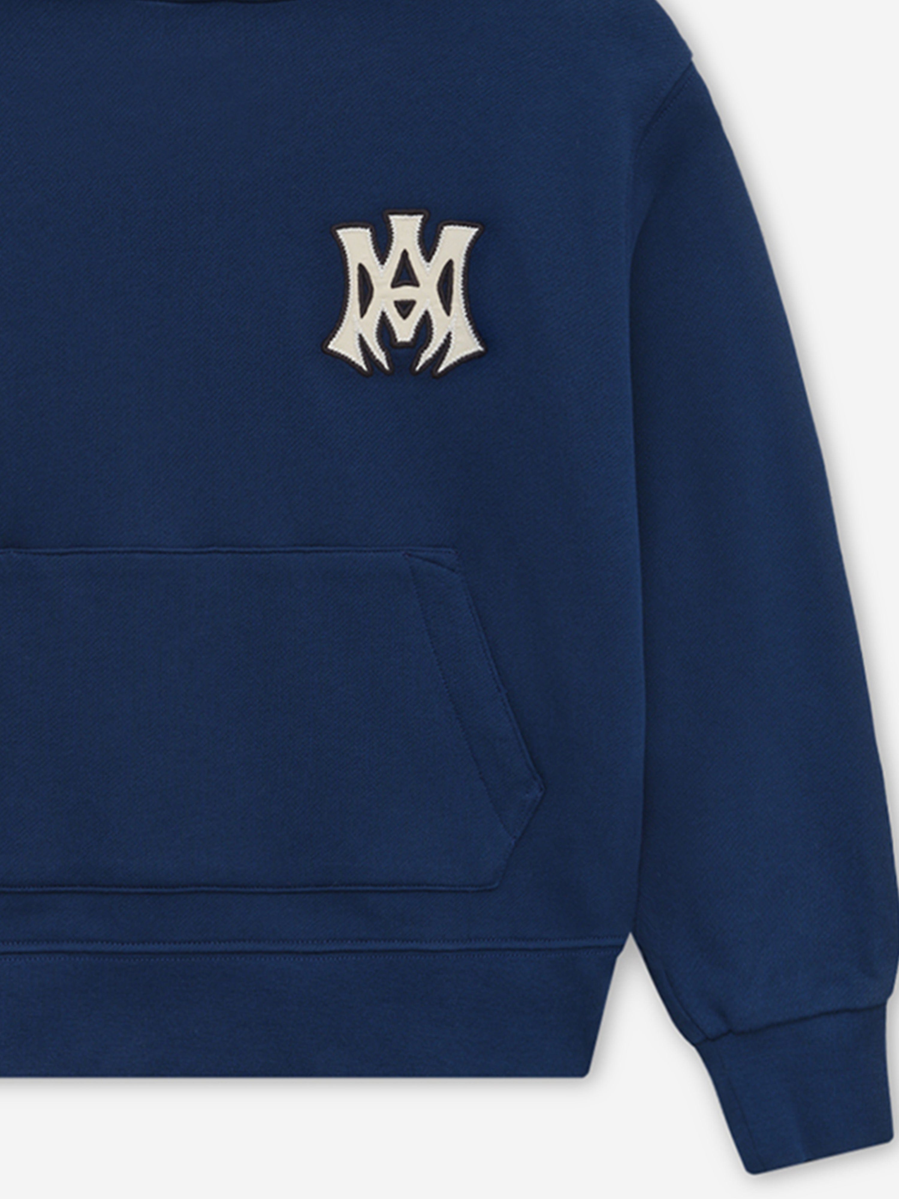 Amiri Kids MA Hollywood Hoodie for Boys & Girls - Navy Blue Cotton Pullover with Hood - Stylish & Comfortable for School, Playdates & Outdoor Activities