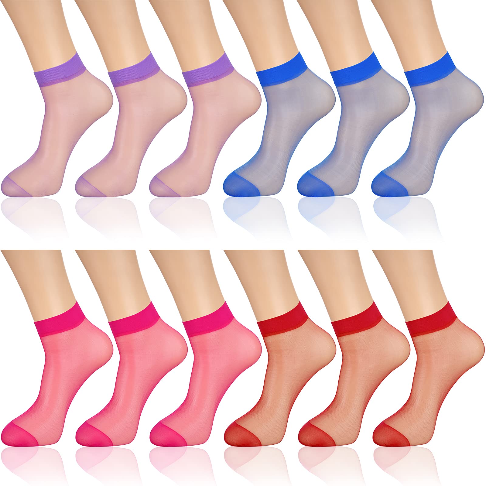 12 Pairs Sheer Ankle Socks for Women - Thin Nylon Transparent No-Show Socks, Breathable Dress Stockings for Girls & Ladies | Perfect for Office, Weddings & Daily Wear
