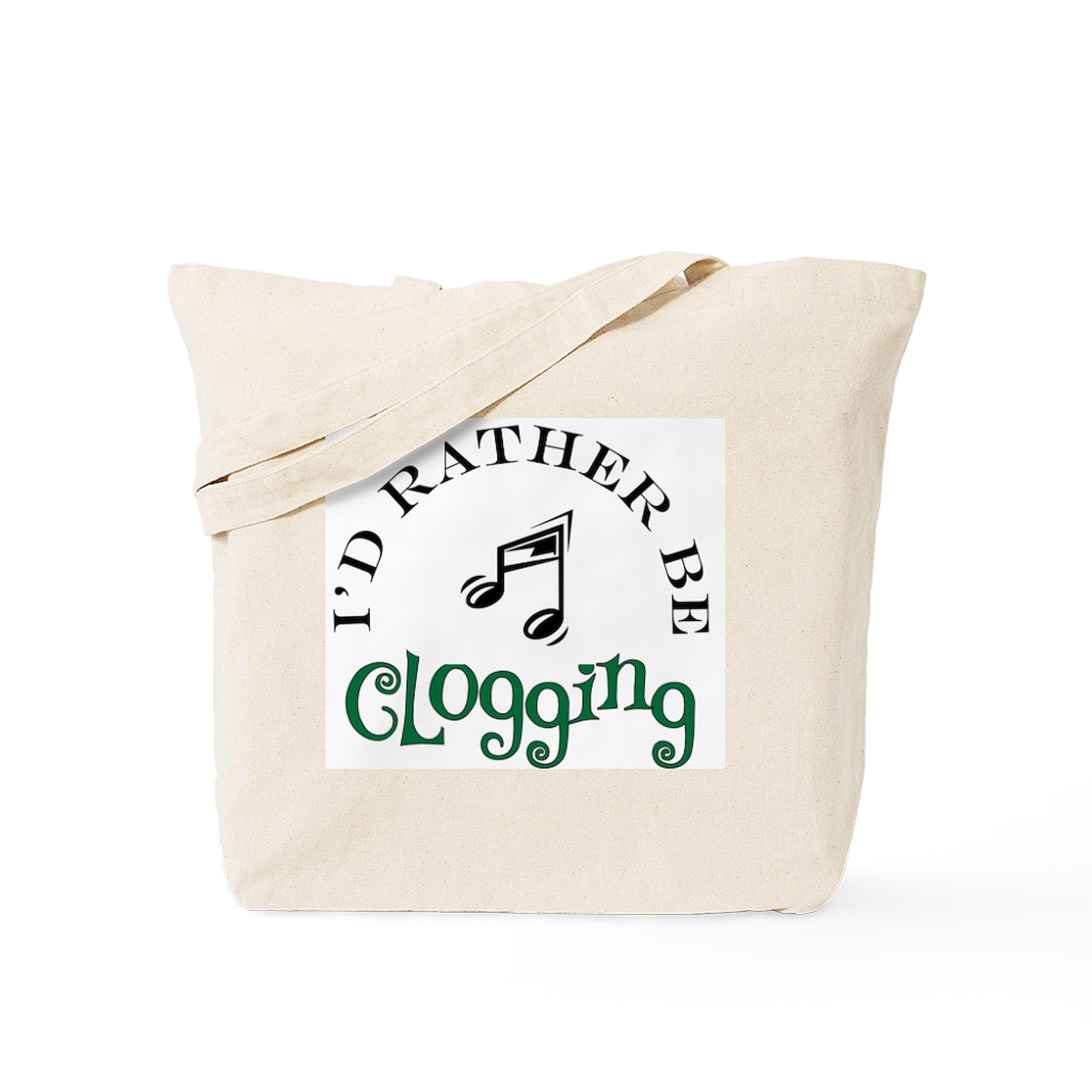 CafePress 'I'd Rather Be Clogging' Natural Canvas Reusable Shopping Tote Bag - Eco-Friendly Grocery & Beach Tote for Women