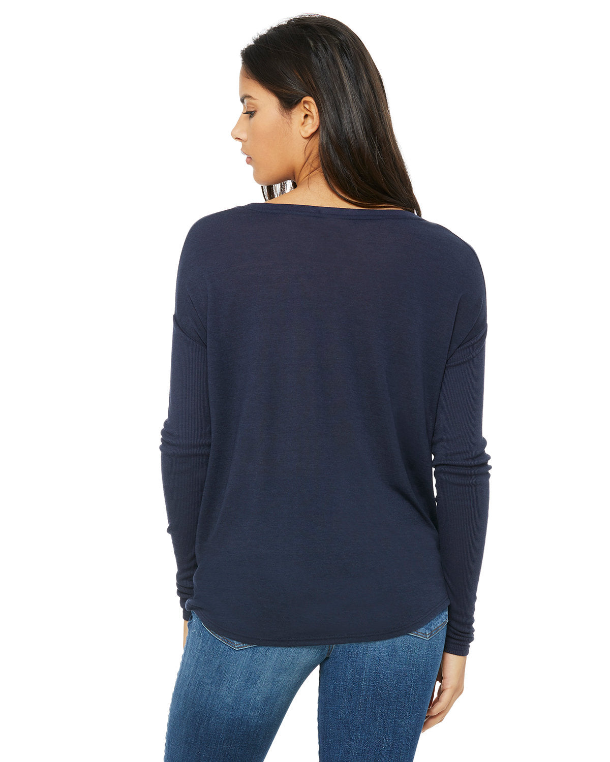 Bella + Canvas 8852 Women's Flowy Long Sleeve T-Shirt | 2x1 Rib Sleeves | Soft & Comfortable Casual Wear for Everyday, Workout & Layering