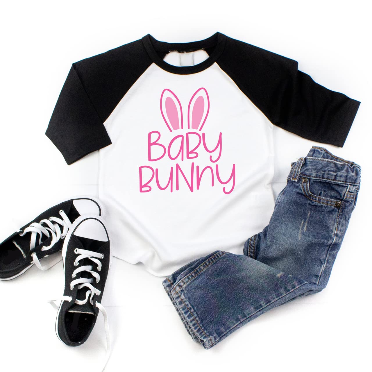 Bump and Beyond Designs Easter Shirt for Girls - Cute Baby Bunny Print Cotton Tee for Easter Sunday, Spring Outfits & Family Photos