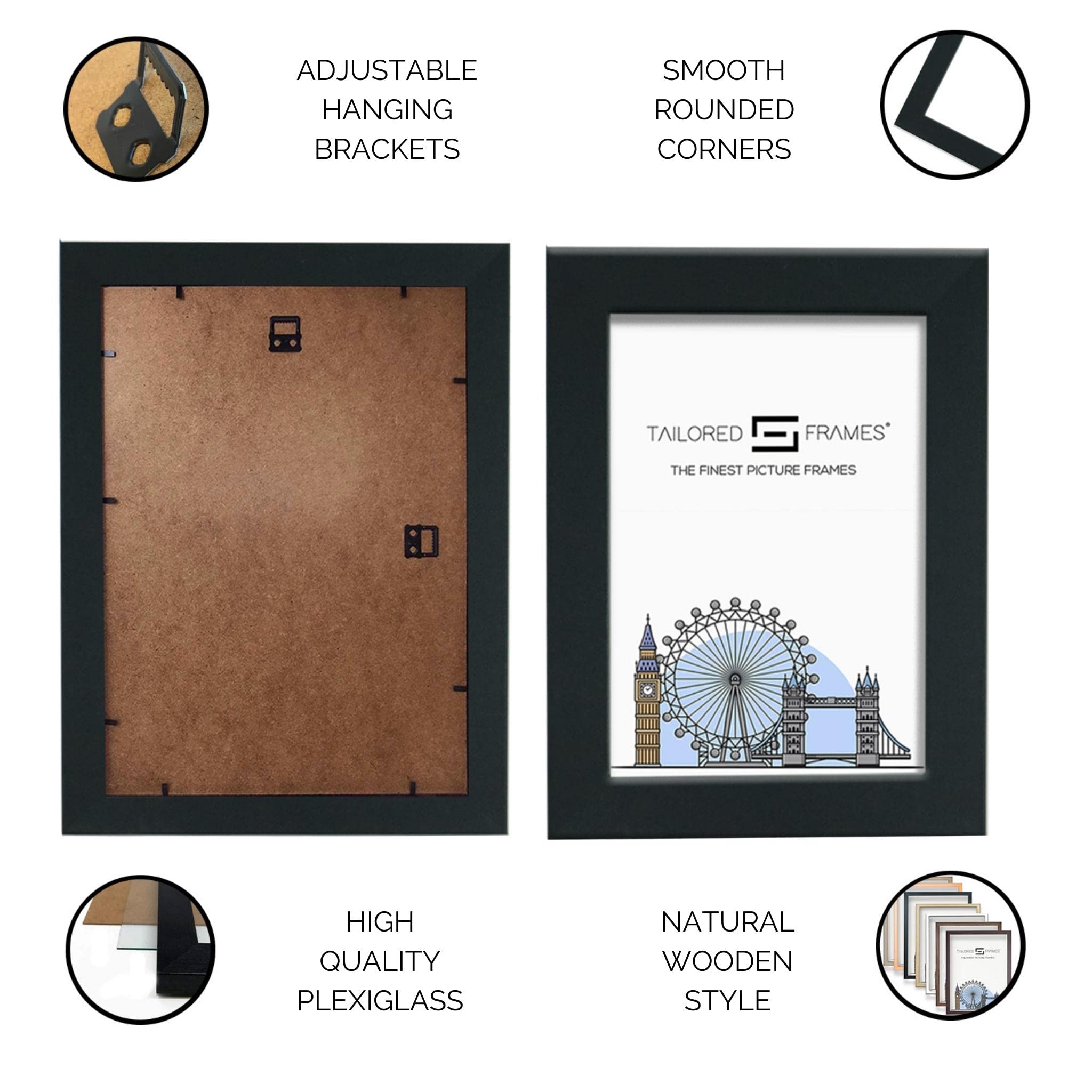 Seattle Black 20x10 Inch Square Edge Single Picture Frame - Wall Mount Photo Display for Home & Office Decor | Perfect for Family Photos, Artwork, and Graduation Portraits