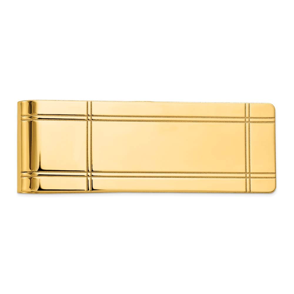 14K Gold Men's Money Clip - Grooved & Polished Design for Cash & Cards - Perfect for Gifts, Weddings & Everyday Use