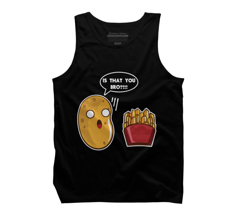 Design By Humans Men's I Am A Potato French Fry Graphic Tank Top - Funny Novelty T-Shirt for Casual Wear, Gym & Lounge