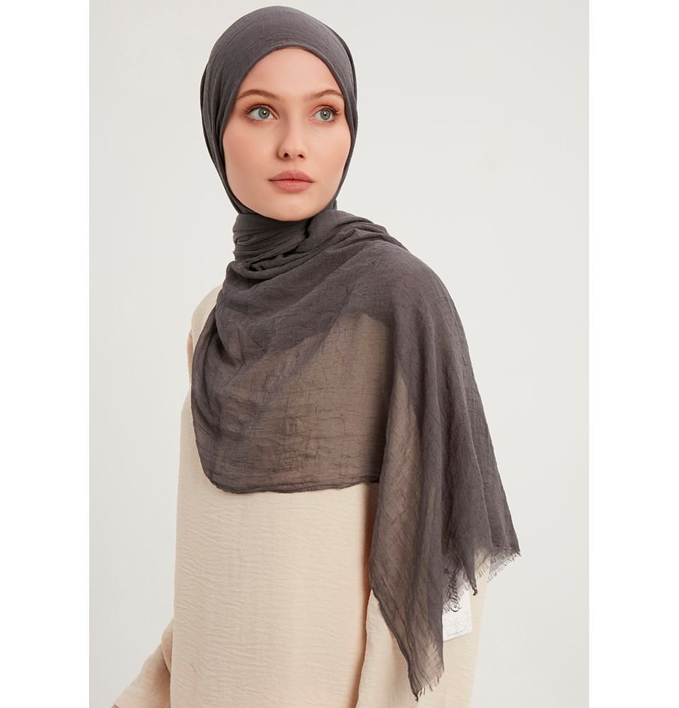 Premium Soft Comfort Hijab Shawl - Breathable & Lightweight Charcoal Grey Scarf for Women - Perfect for Daily Wear, Prayer, and Modest Fashion