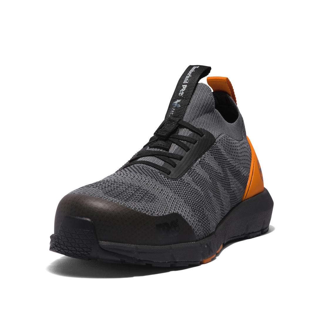 Radius Knit Composite Toe Work Shoes - Lightweight Safety Shoes for Men & Women - Grey Slip Resistant Work Boots for Construction, Warehouse & Industrial Jobs