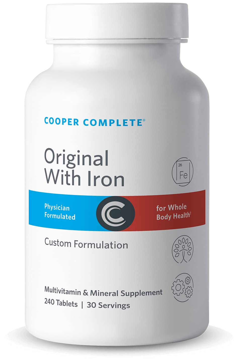 Cooper Complete Original Comprehensive Multivitamin with Iron - Daily Multivitamin & Mineral Supplement for Adults - 120 Tablets (2 Bottles, 30 Servings Each) - Supports Energy, Immunity & Overall Health - Perfect for Busy Professionals & Active Lifestyles