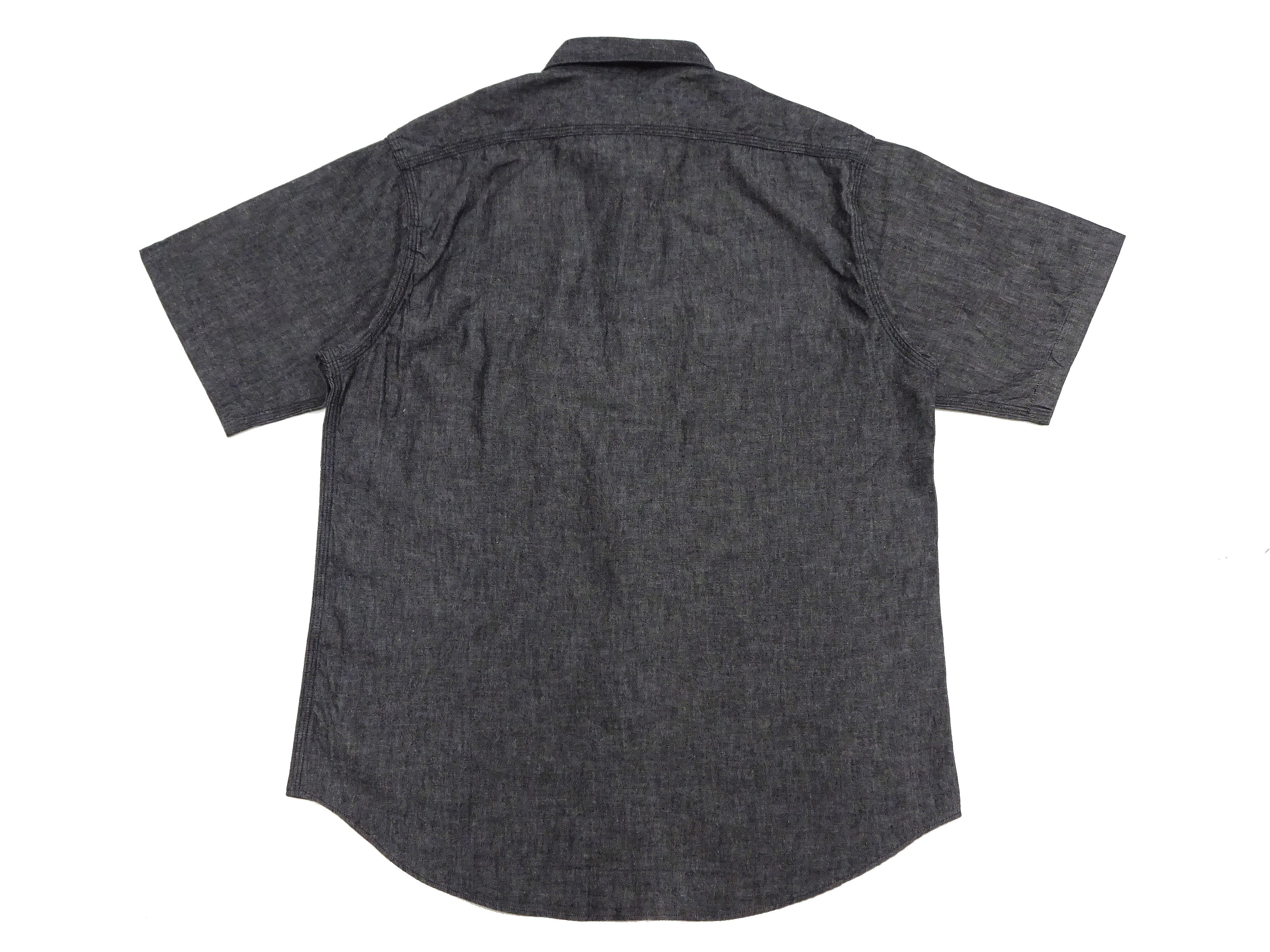 Men's Casual Short Sleeve Sugar Cane Black Chambray Button Up Shirt - SC39307 Work Shirt in One Wash Black - Perfect for Office, Outdoor & Summer Wear