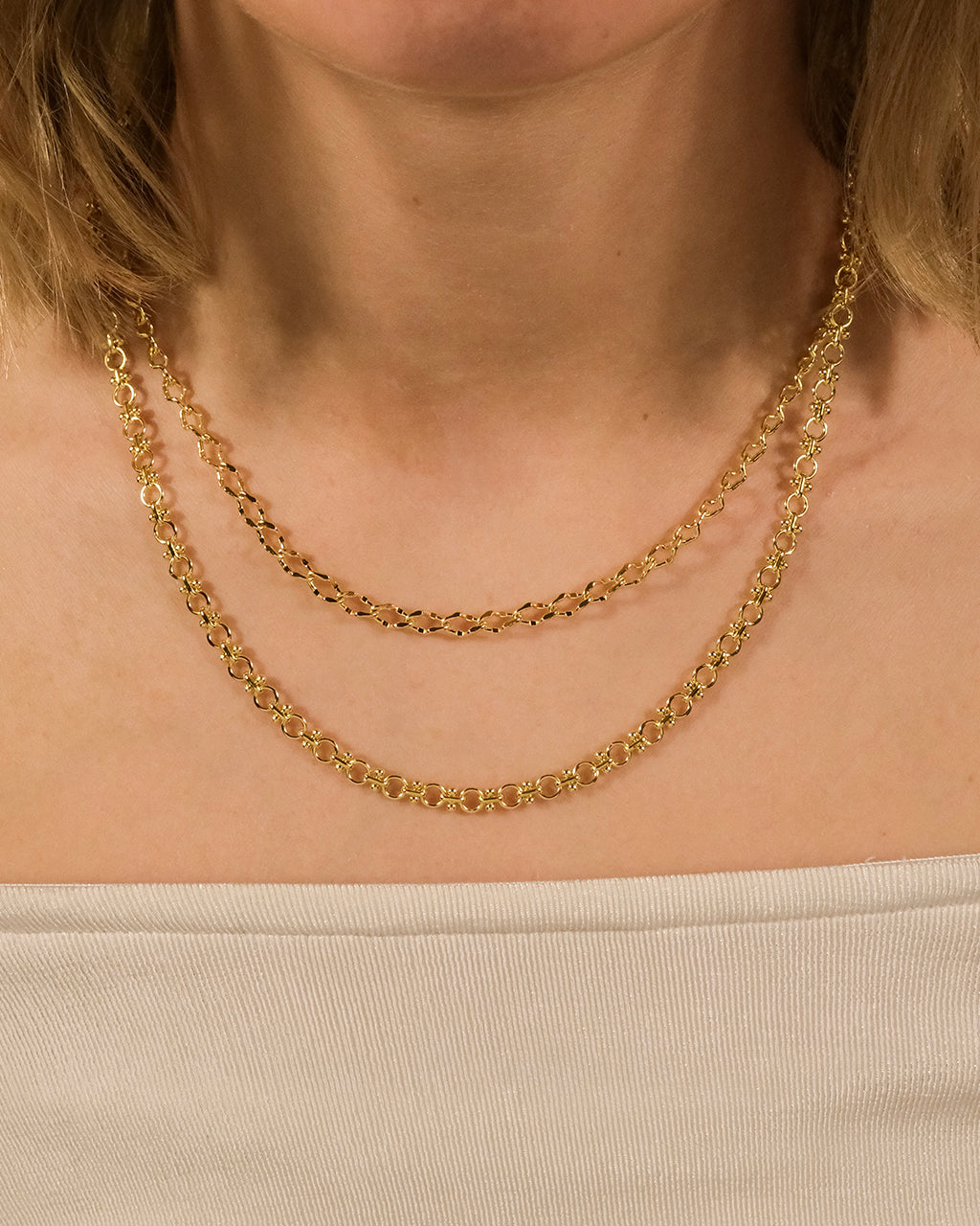 Selena Layered Chain Necklace for Women - Elegant Gold Plated Layered Necklace Jewelry - Perfect for Casual Wear, Date Night & Gifts