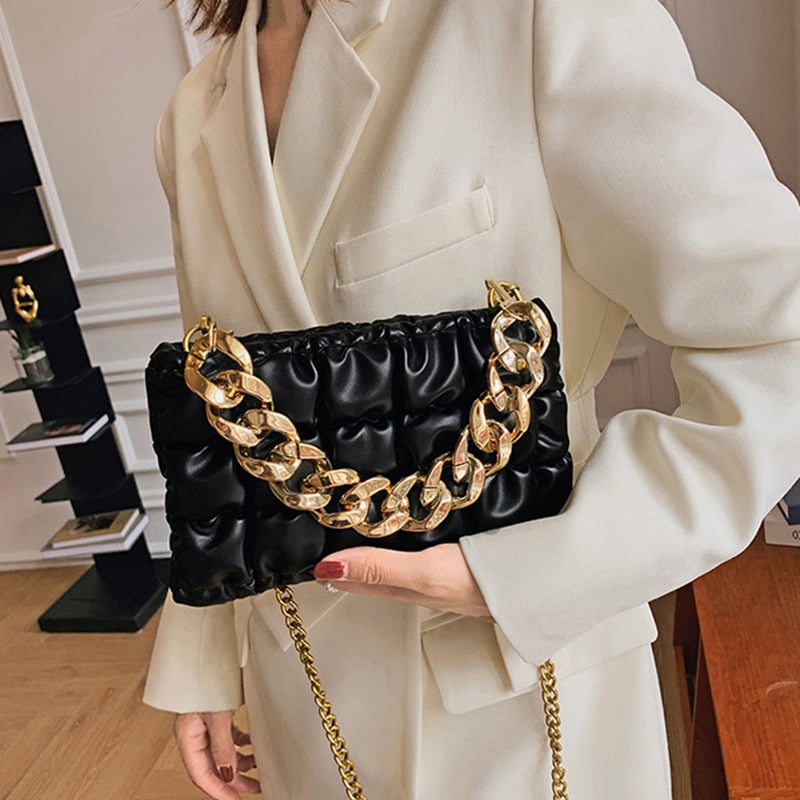 Stylish Women's Leather Crossbody Bags with Chain Strap - Fashionable Shoulder Satchel Purse for Everyday Use, Work & Date Night