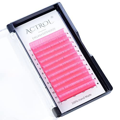 Premium 16mm Pink D Curl Mixed Eyelash Extensions - 0.07mm Premade Volume Lashes for Easy Fanning | Professional Lash Supplies for Salon & Home Use | Perfect for Parties, Weddings & Special Occasions