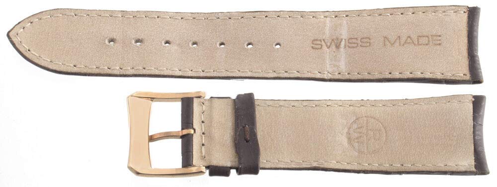 Raymond Weil 19mm Brown Genuine Leather Watch Band Strap with Rose Gold Stainless Steel Buckle - Replacement Strap for Dress Watches, Business & Formal Occasions