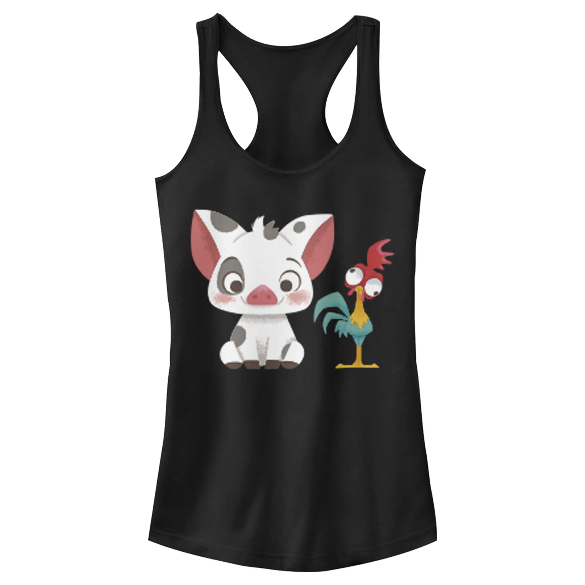Junior's Moana Pua & Hei Hei Friends Racerback Tank Top - Disney Princess Hawaiian Style Cute Workout & Beach Wear for Girls