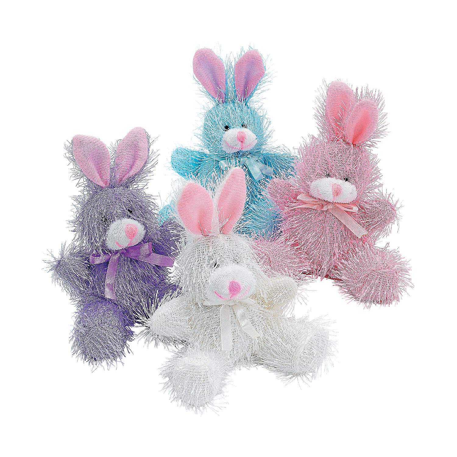 Pastel Furry Stuffed Bunnies (12 Pack) - Soft Plush Easter Bunny Toys for Easter Basket Fillers, Party Favors, Kids Gifts & Spring Decorations - Perfect for Easter Celebrations, Birthday Parties & Nursery Decor