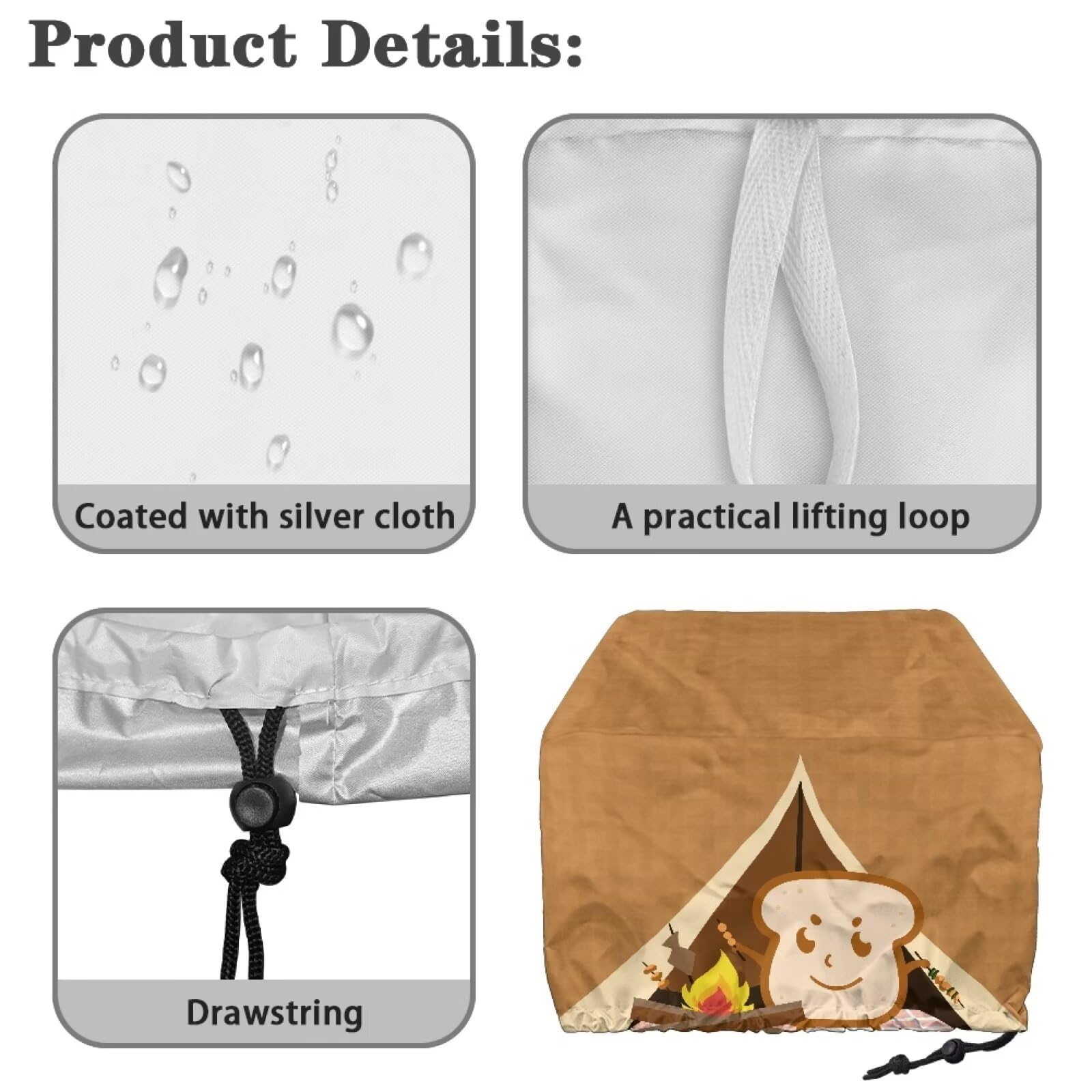 2-Slice Toaster Cover with Toast Print - Dustproof & Anti-Stain Kitchen Appliance Protector for Bread Maker & Toaster - Perfect for Countertop Protection & Small Kitchen Organization