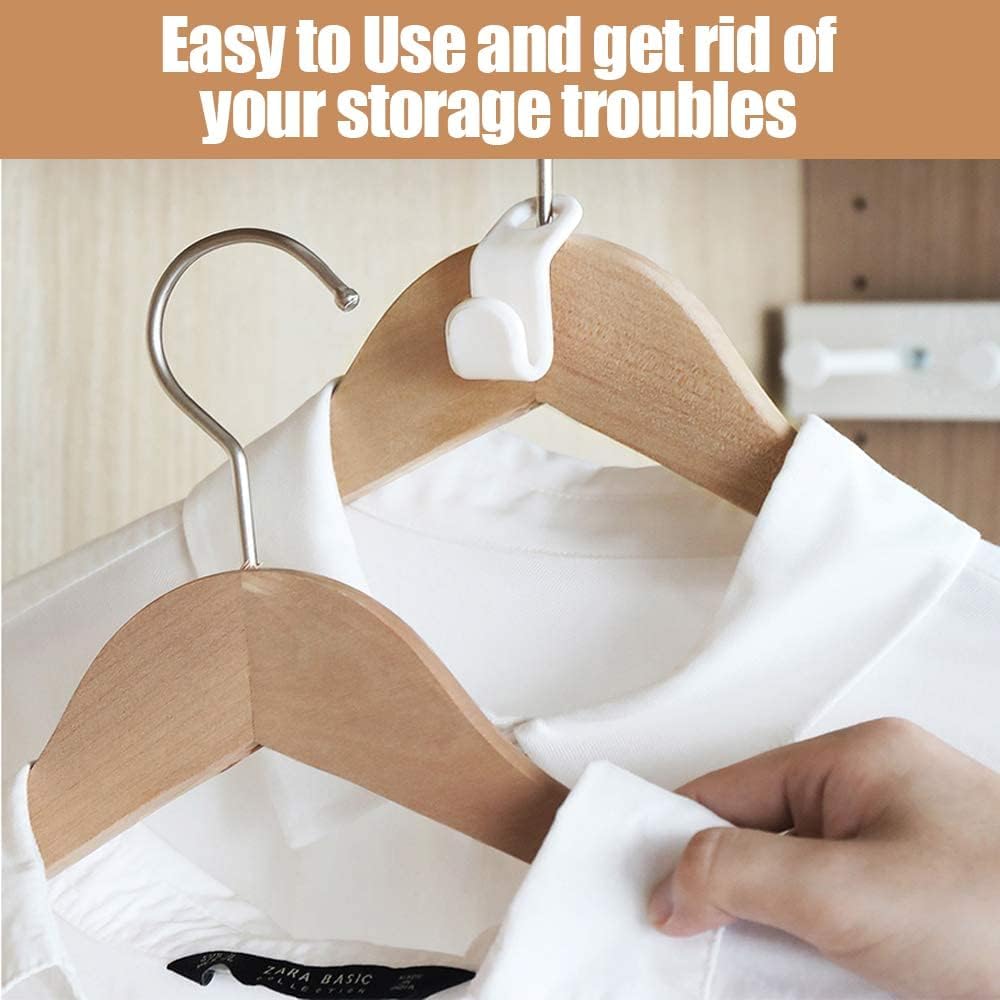 60PCS Heavy Duty Clothes Hanger Connector Hooks - Space Saving Cascading Closet Organizer for Jackets, Pants & Dresses - White Hanging Storage Solution for Small Closets & Wardrobes