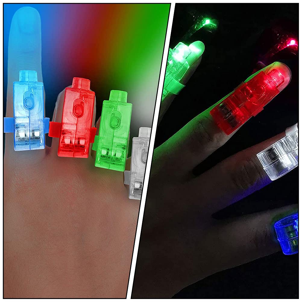 24pcs LED Finger Lights Glow Sticks - Colorful Light Up Ring Toys for Kids & Adults (Random Colors) - Perfect for Parties, Raves, Concerts & Night Events