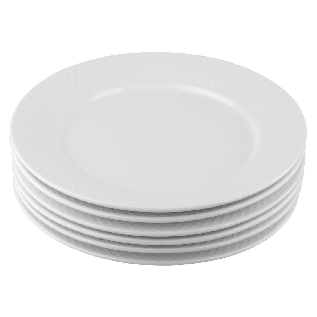 Wilmax WL-880101 10-inch White Porcelain Dinner Plates Set of 6 - Classic European Bone China Round Serving Plates, Elegant Julia Collection for Fine Dining, Wedding Gifts & Formal Entertaining
