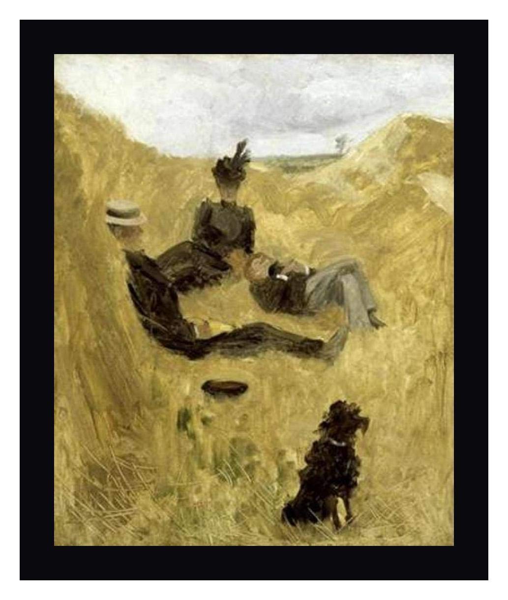 Henri Toulouse-Lautrec Party in the Country Framed Canvas Art Print - 17x20 Inch Wall Decor with Black Frame - Ready to Hang for Living Room, Bedroom or Office