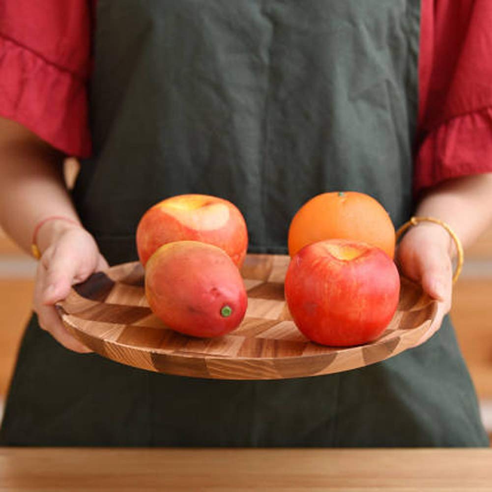 9 Inch Round Wooden Serving Tray Set - Decorative Food Plates for Coffee, Snacks, Fruits & Desserts | Lightweight & Easy Clean Dinnerware | Perfect for Tea Parties, Picnics & Home Decor