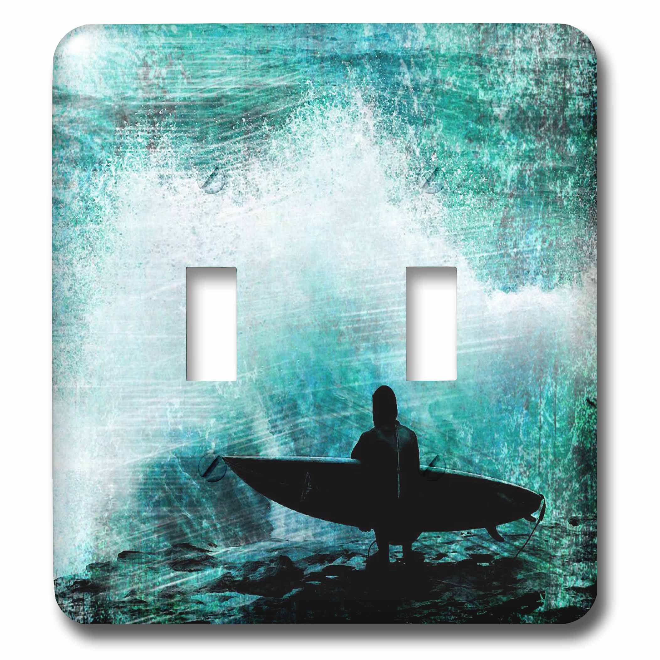 3dRose lsp_52243_2 Smashing On The Rocks Surfer Watching Perfect Wave Toggle Switch - Perfect for Surfing Enthusiasts & Beach House Decor