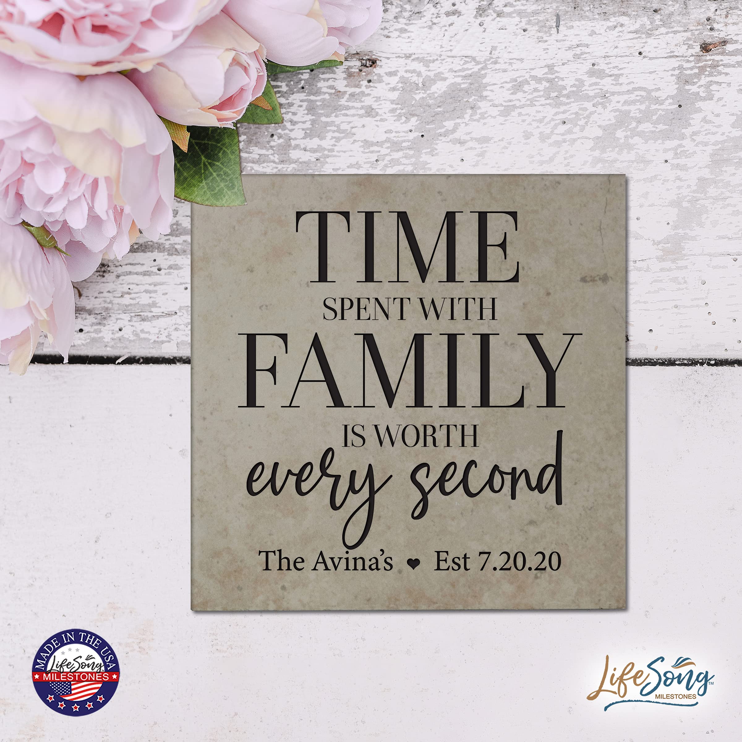 LifeSong Milestones Personalized Ceramic Trivets - Heat Resistant Kitchen Decor for Table Insulation, Home & Office Use - 5.75x5.75 Inch Family Keepsake (Perfect for Dining, Entertaining & Protecting Surfaces from Hot Dishes)