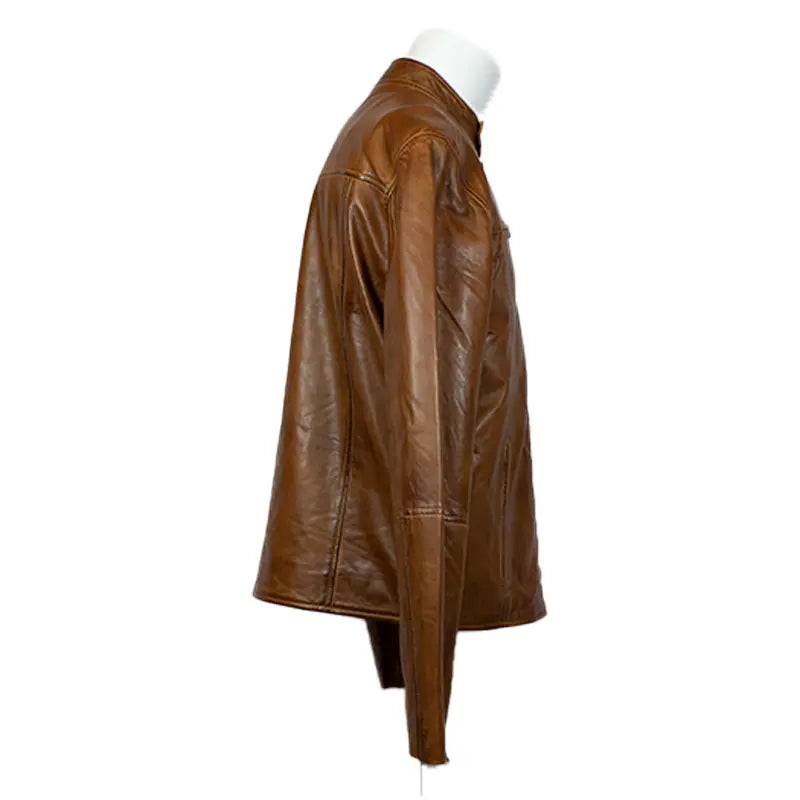 BOL Men's Snap Collar Lamb Leather Jacket - Stylish Genuine Leather Biker Jacket for Men, Perfect for Motorcycle Riding, Casual Outfits & Night Out