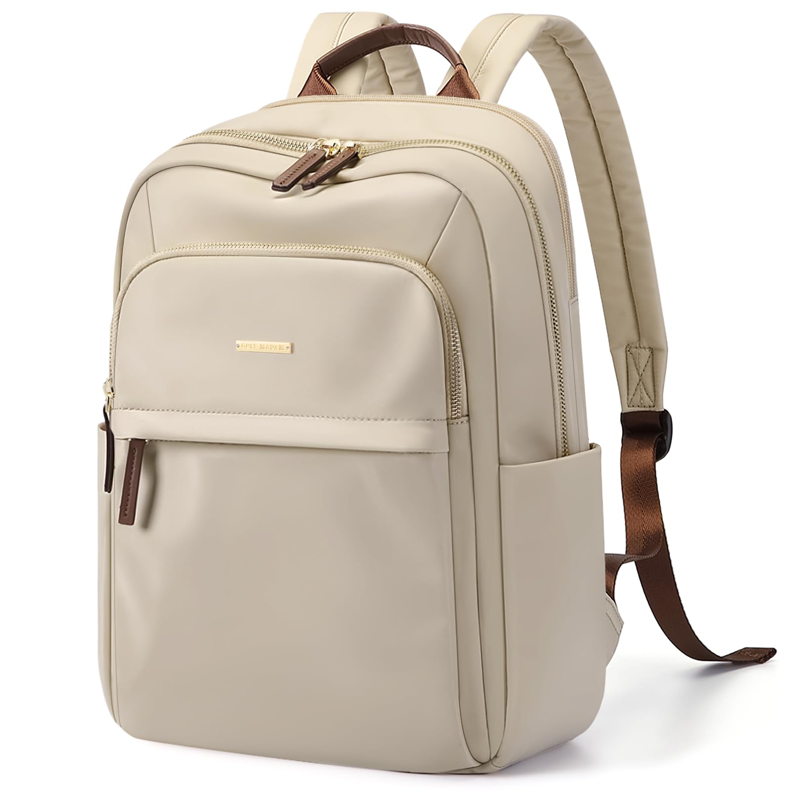 Stylish Women's Laptop Backpack for Travel, Work & Commute - Casual Daypack with Purse Design, Fits 14 Inch Notebook (Apricot) - Perfect for Office, School & Daily Use