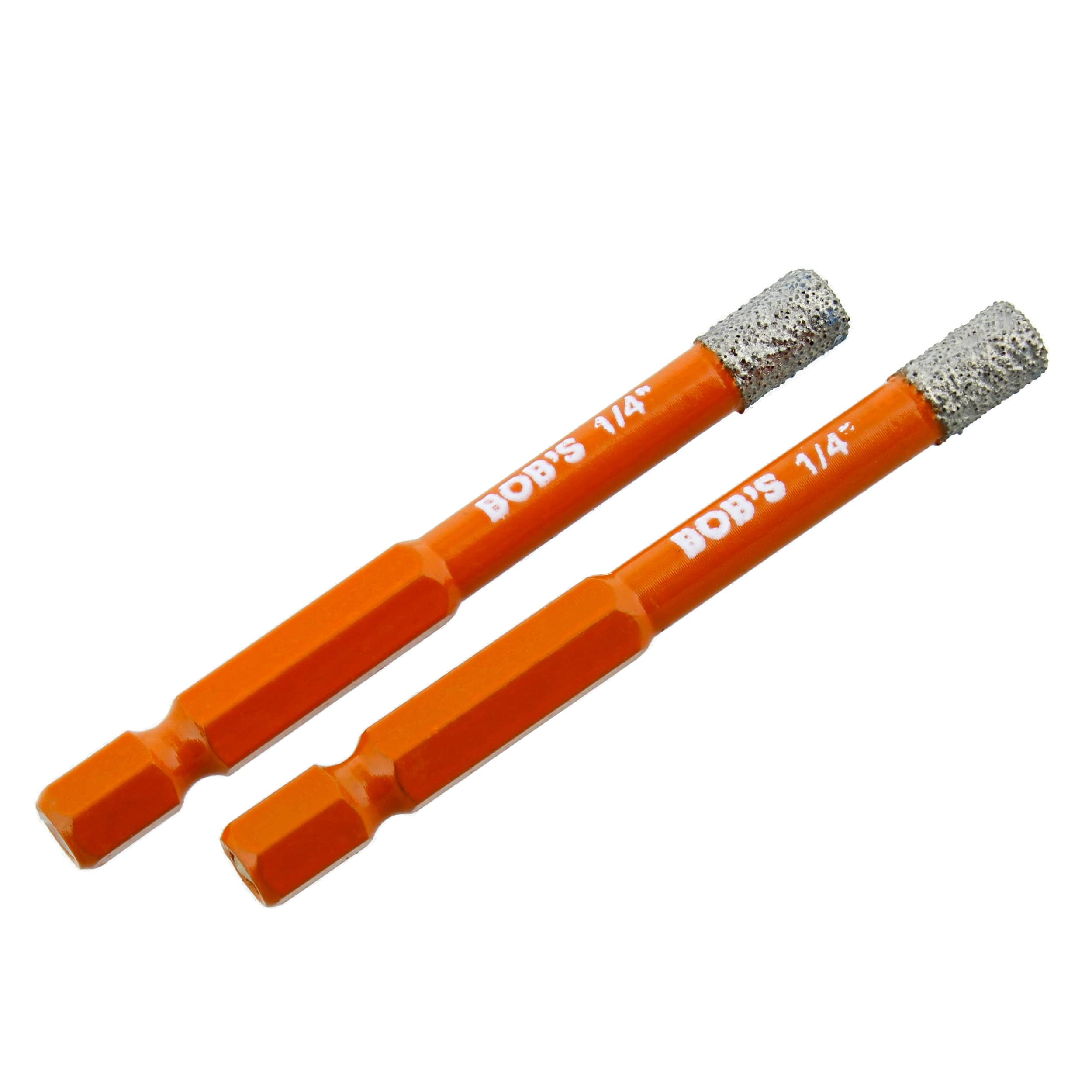 BISupply 2pc 1/4in (6mm) Dry Diamond Drill Bits Set - Quick Change Tile & Ceramic Drill Bits for Stone, Glass, Porcelain - Perfect for DIY Home Projects, Bathroom Renovations & Crafting