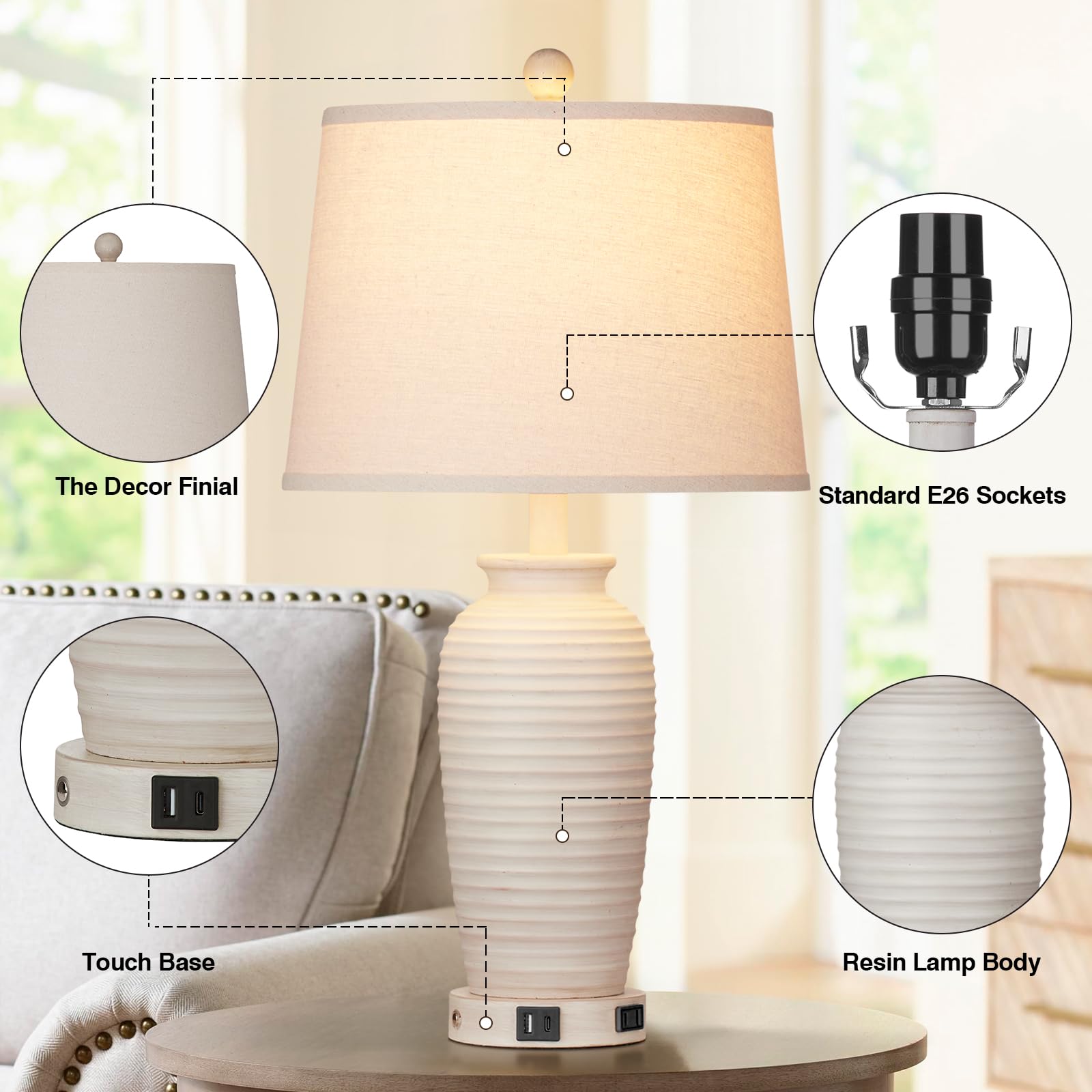 Farmhouse Table Lamps Set of 2 - 25
