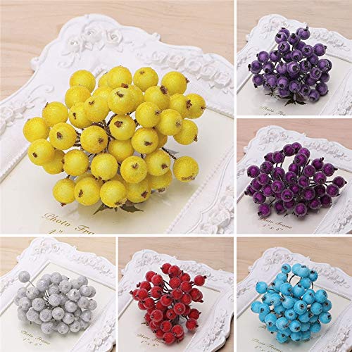 40 Pcs Mini Christmas Frosted Fruit Berry Holly Artificial Flowers - White for Holiday Decor, Wreaths, Centerpieces & DIY Crafts