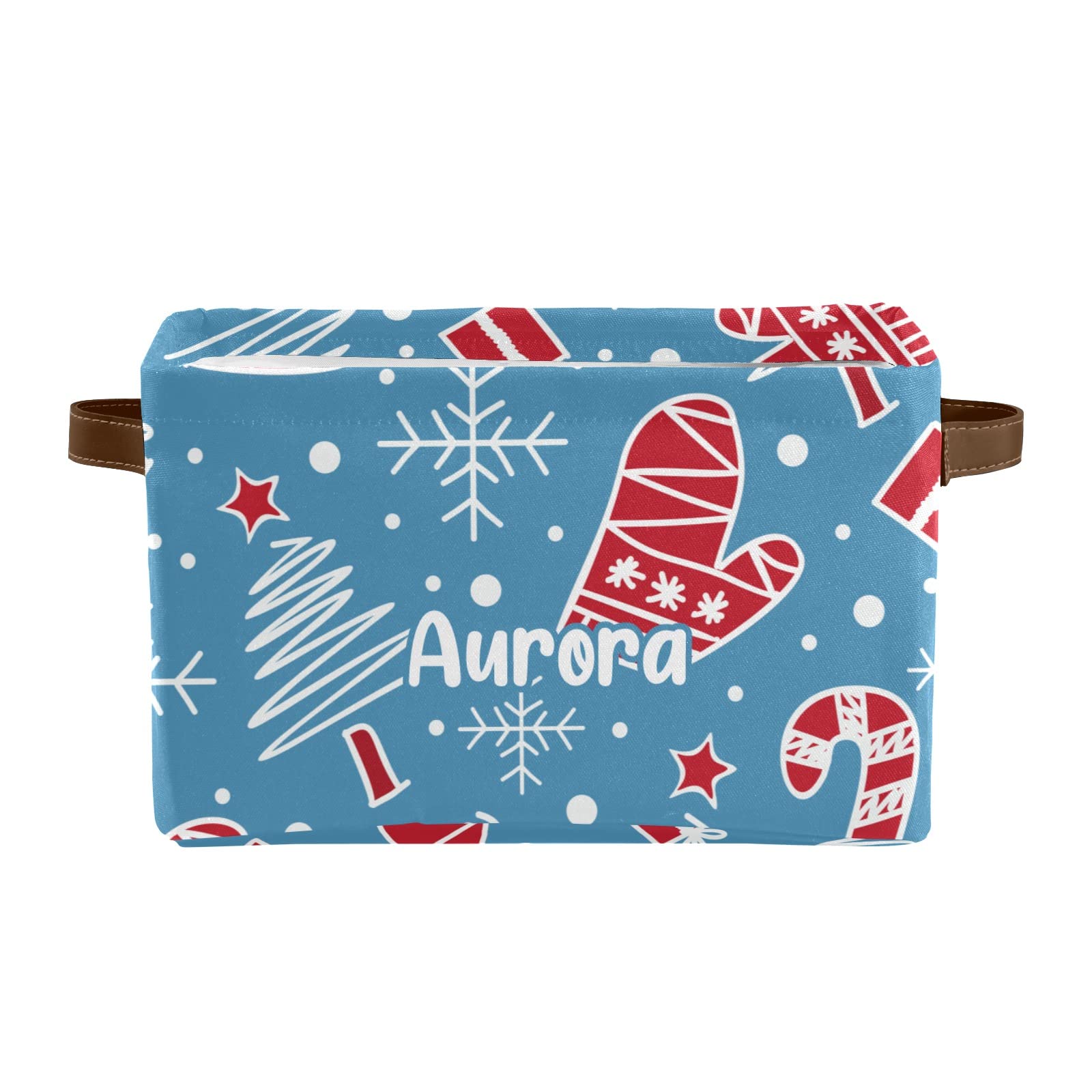 Deven Christmas Trendy Blue Personalized Large Storage Baskets with Handles - 2 Pack Organizing Bins for Shelves, Closet, Toys, Bathroom & Nursery - Perfect for Home Organization & Holiday Decor