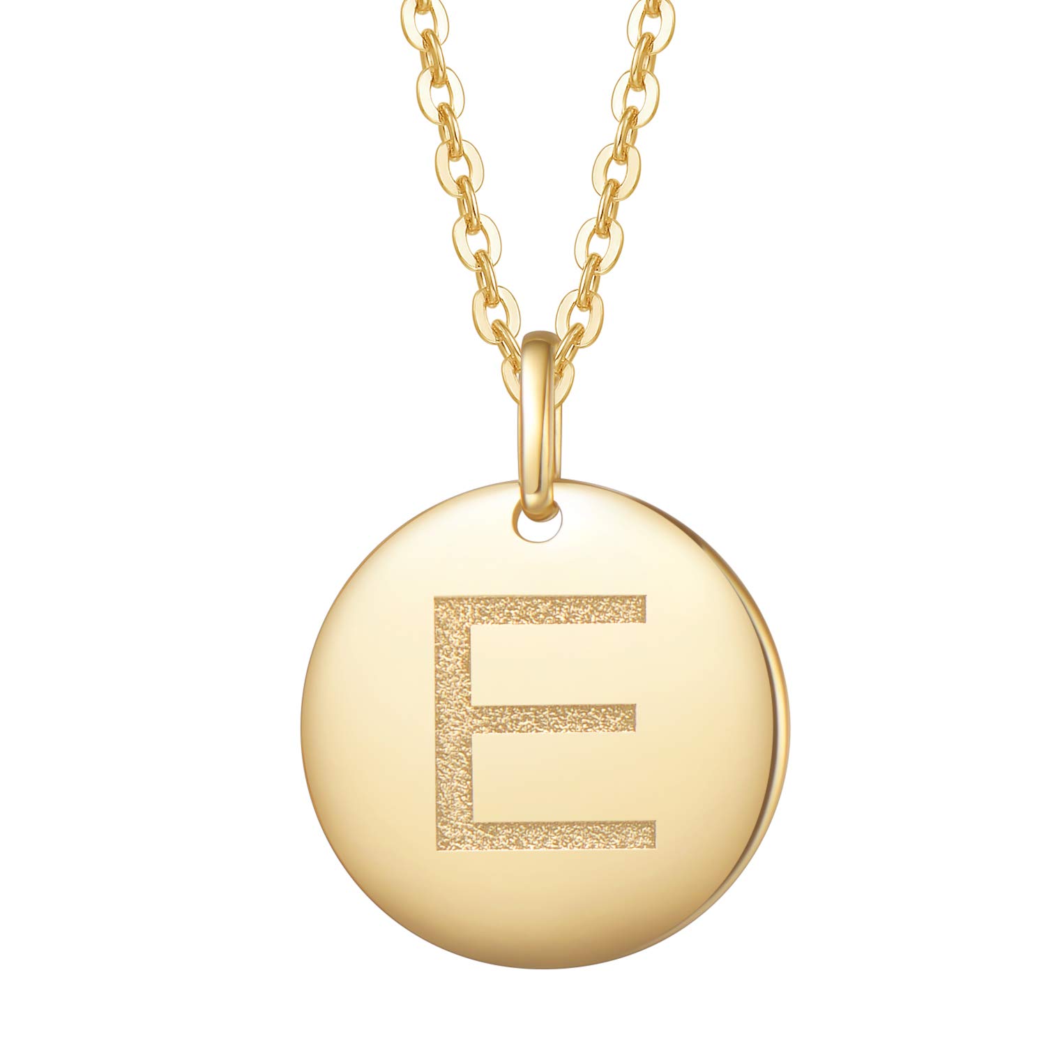 14K Solid Gold Initial Necklace for Women - Small Monogram Letter Pendant, 18