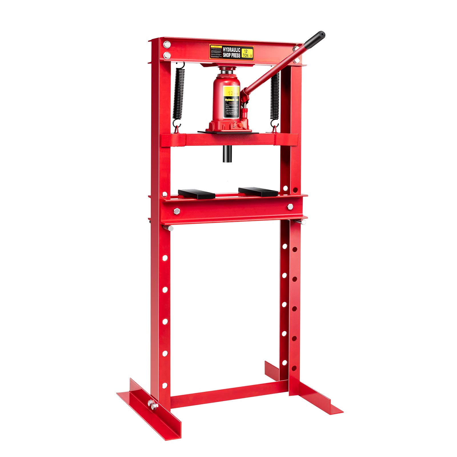 Goplus 12 Ton Hydraulic Shop Press - Heavy Duty H-Frame Floor Press with Adjustable Steel Plates & Work Table - Ideal for Bearing Removal, Gear Pressing & Metalworking Projects
