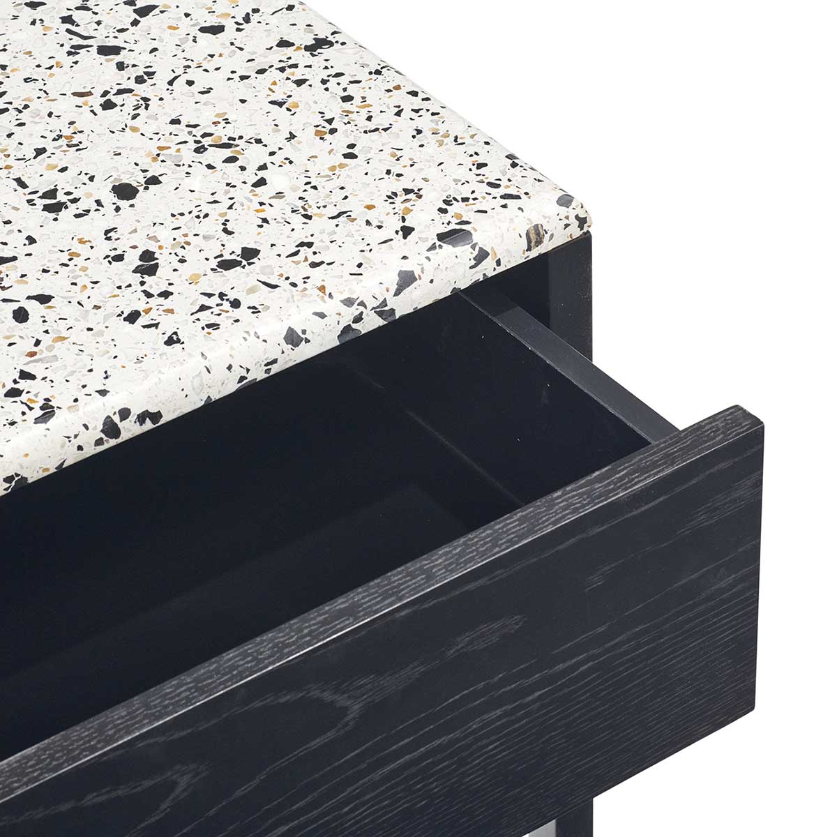 Modern Avalon Terrazzo Bedside Table - Stylish Nightstand with Marble Composite Top for Bedroom Decor, Perfect for Small Spaces & Apartment Living