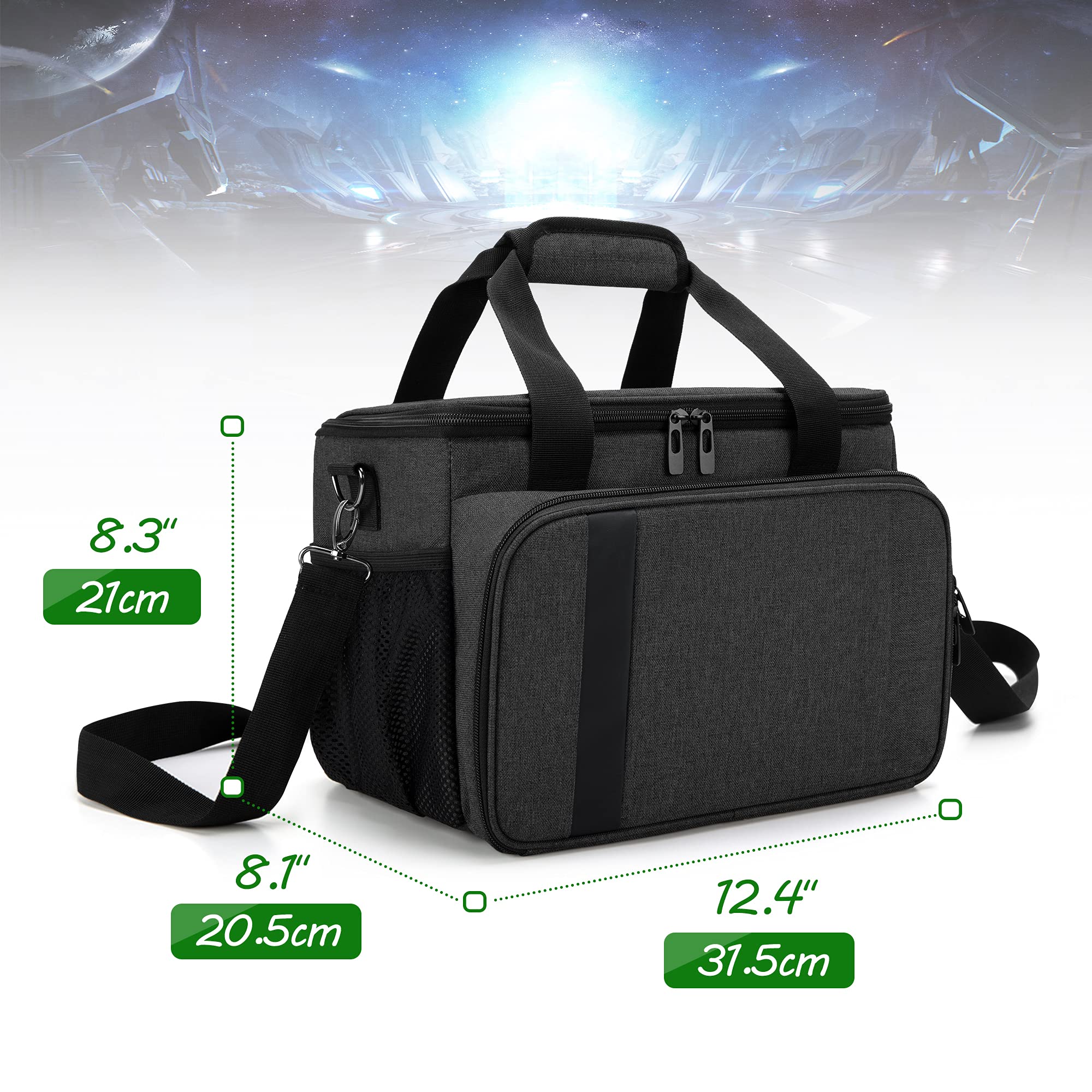 CURMIO Travel Storage Bag for Xbox Series X & PlayStation Console - Portable Carrying Case for Controllers, Cables, Headsets & Accessories (Black) - Perfect for Gaming Travel, Storage & Organization