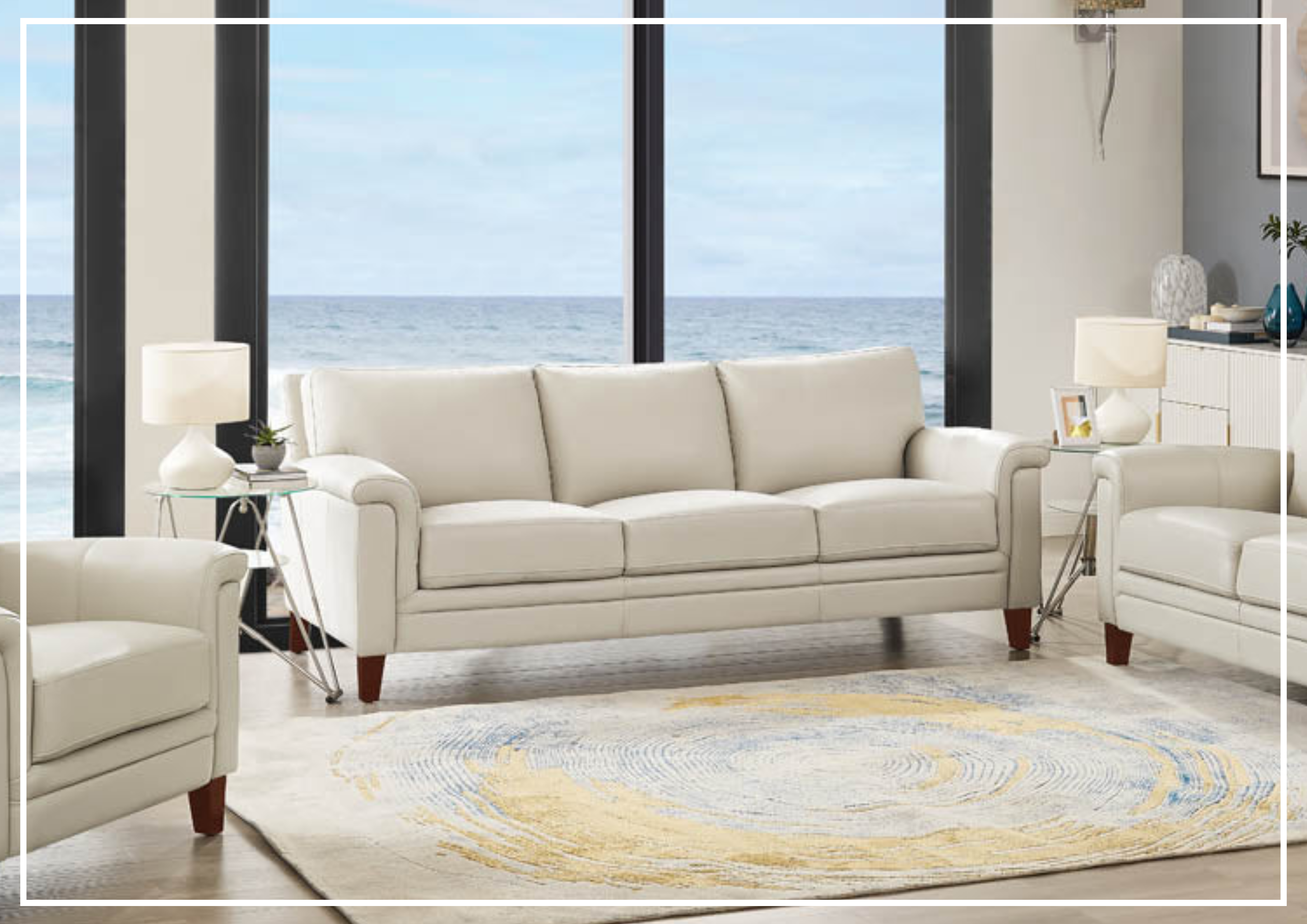 Hydeline Westcott 3-Seater Genuine Top Grain Leather Sofa - Luxurious Living Room Furniture for Home & Office Comfort