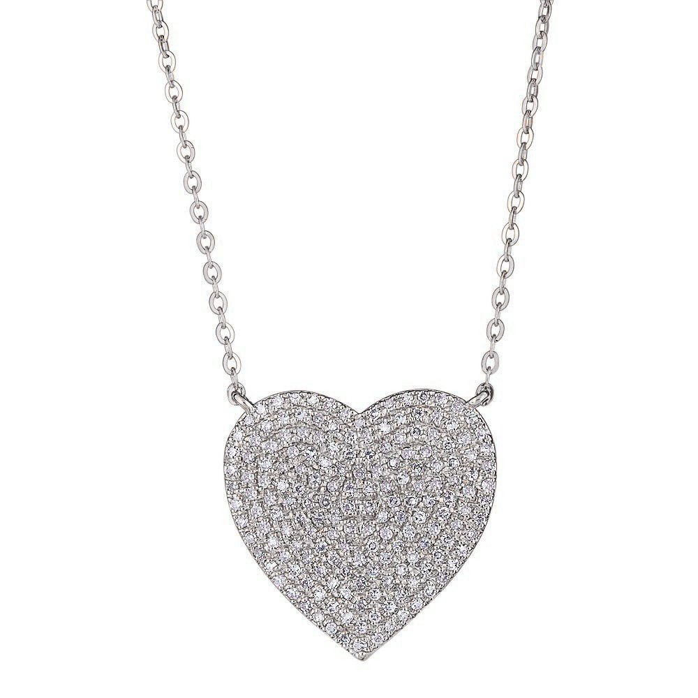 14K White Gold 0.42 CTW Diamond Heart Pendant Necklace for Women - Elegant Valentine's Day Gift, Anniversary Jewelry & Everyday Wear
