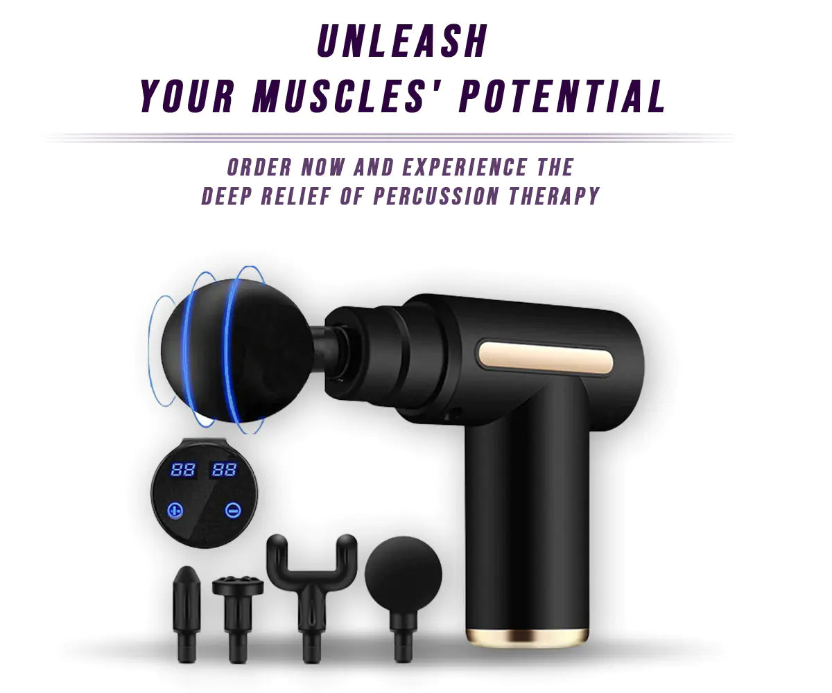 Deep Tissue Percussion Massage Gun for Athletes - Muscle Pain Relief & Recovery | Portable Massager for Post-Workout, Sports Injury & Muscle Relaxation