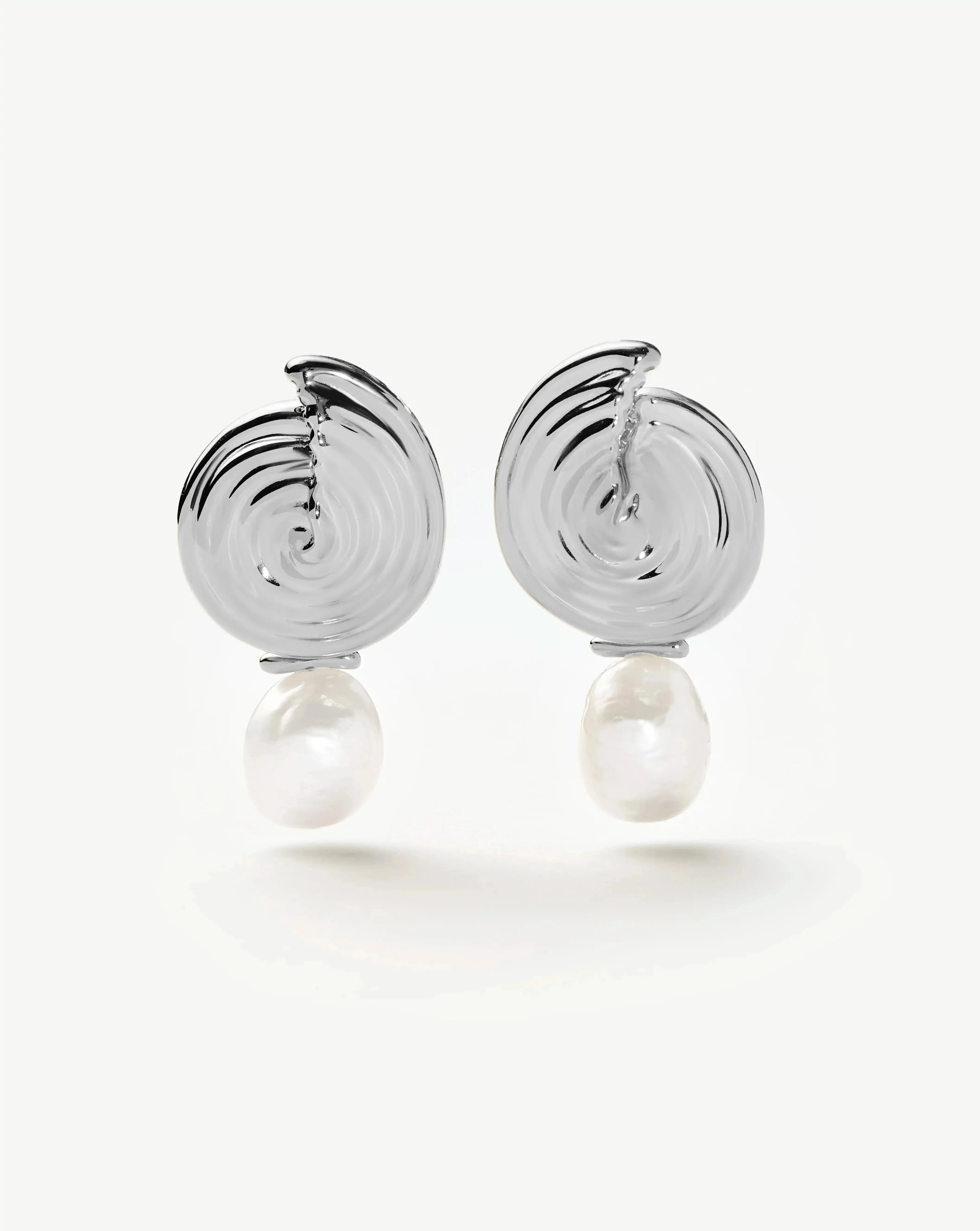 Elegant Spiral Detachable Pearl Drop Earrings for Women - Silver Plated Dangle Earrings - Perfect for Weddings, Parties & Special Occasions