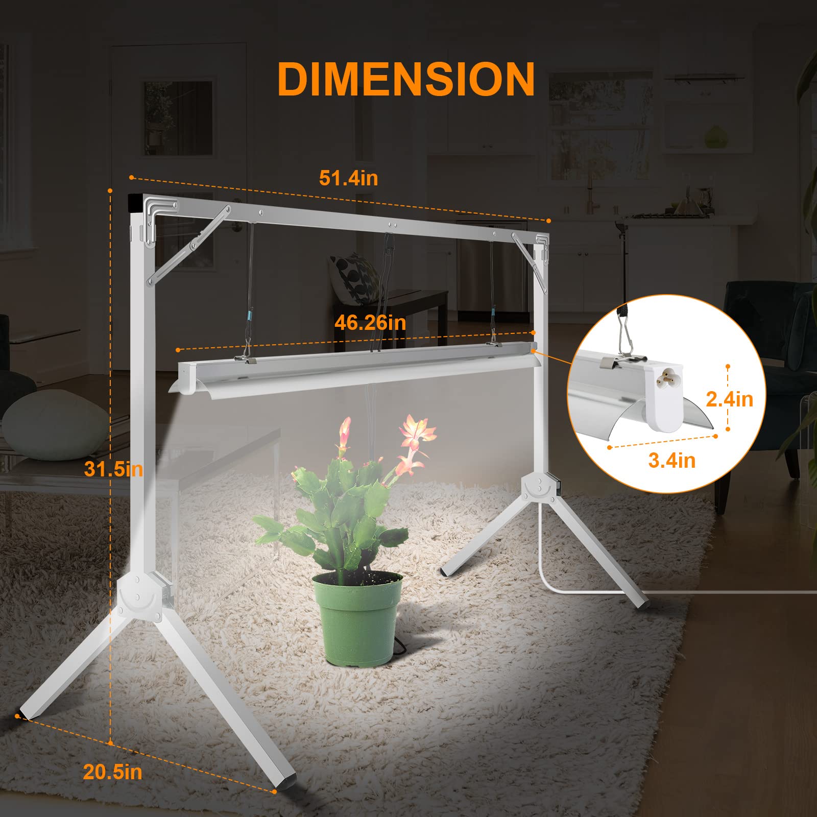iPower 4FT T5 Fluorescent Grow Light System with Adjustable Stand - 54W Hydroponic Plant Light for Seed Starting, Indoor Gardening & Greenhouse Use - Energy Efficient Grow Lamp for Herbs, Vegetables & Flowers