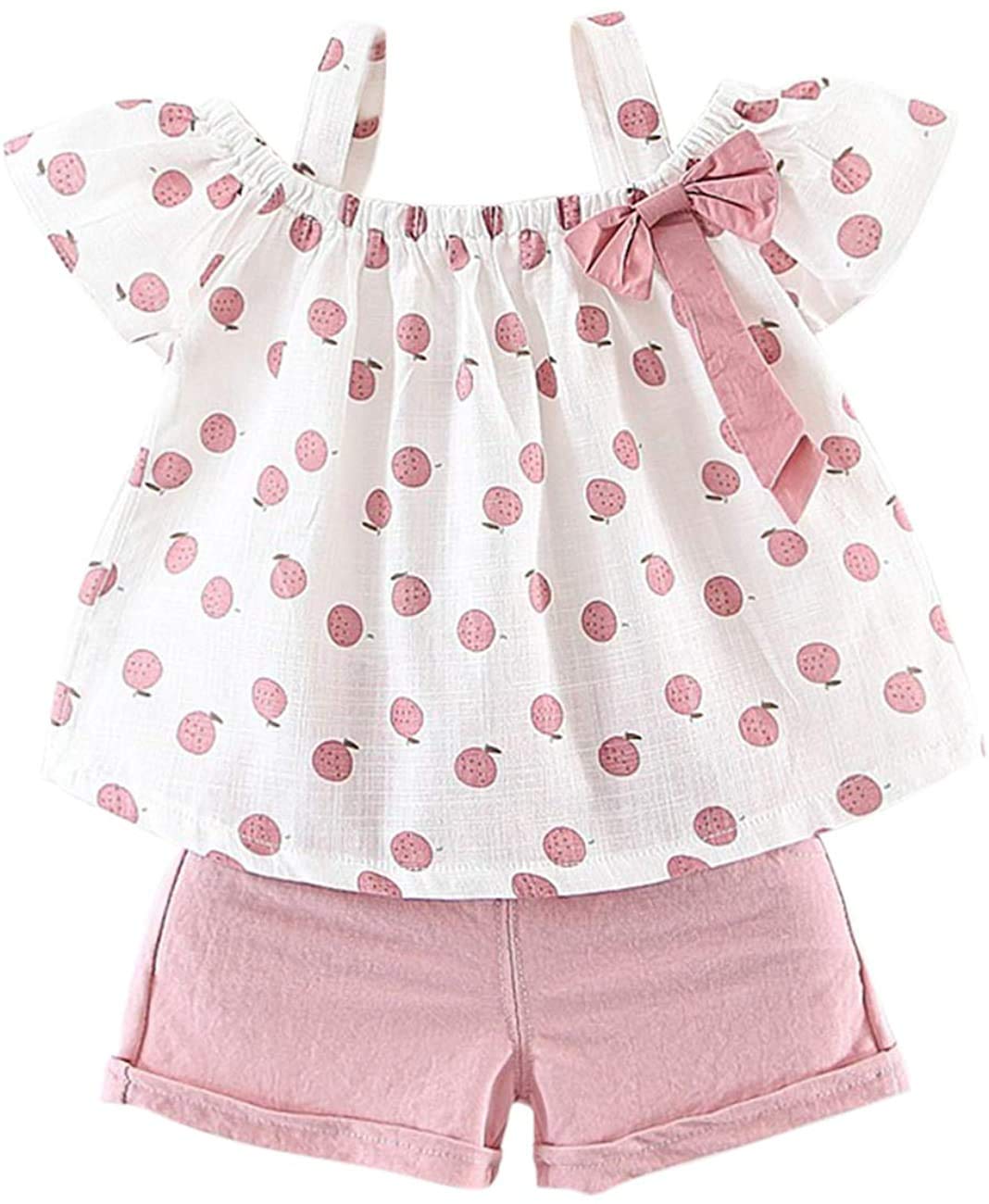 Adorable Hipea Toddler Baby Girls Summer Outfits - Ruffle Camisole & Dot Print Top with Casual Shorts Set | Newborn Girl Clothing for Playdates, Beach Trips & Family Photos