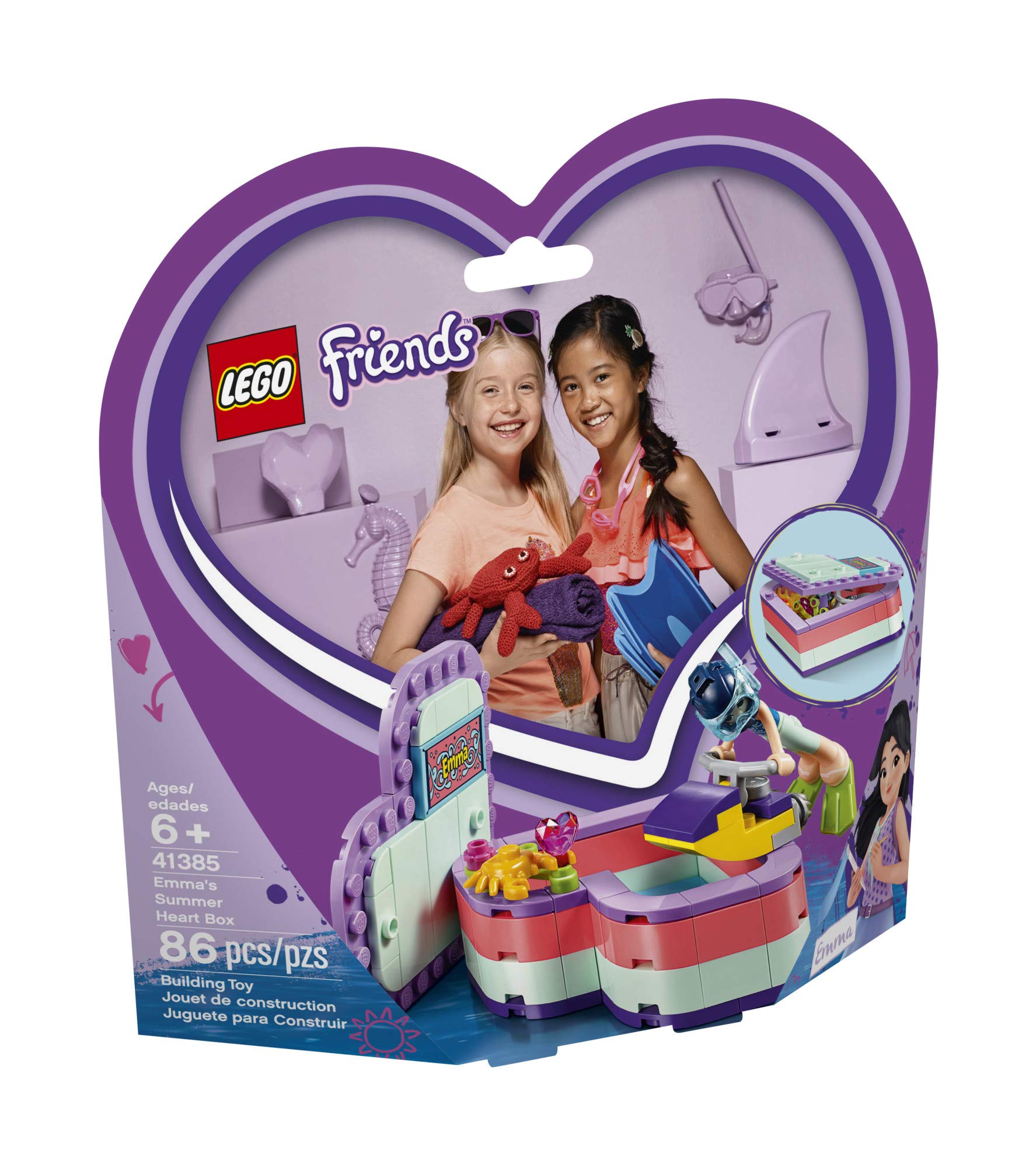 LEGO Friends Emma’s Summer Heart Box 41385 Building Kit (86 Pieces) - Creative Construction Toy for Kids Ages 6+, Perfect for Birthday Gifts & Summer Playtime